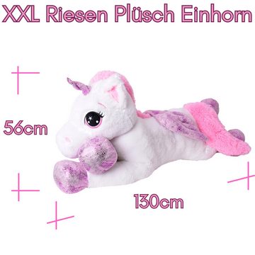 Kuscheltier XXL Einhorn Plüscheinhorn Plüschtier Stofftier 130cm weiß