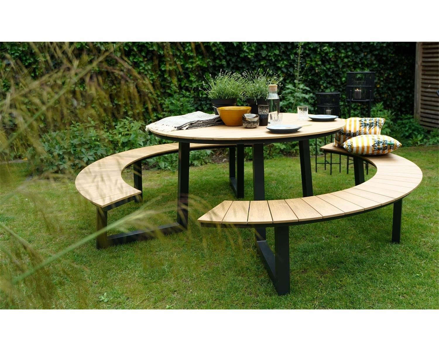 Lesli Living Gartenbank Lesli Living Picknick-Set Arezzo / 2 Bänke mit Tisch ø 239 cm
