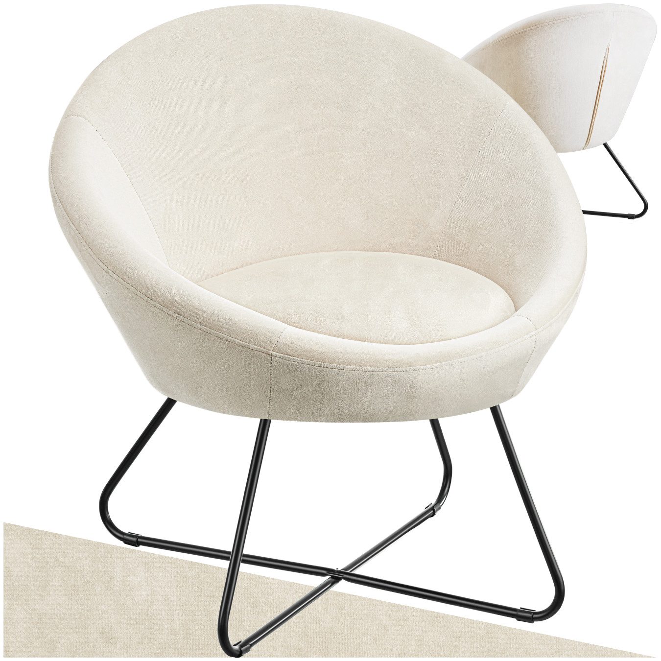 tectake Relaxsessel Cocktailsessel, gepolstert, mit Bouclé- günstig online kaufen