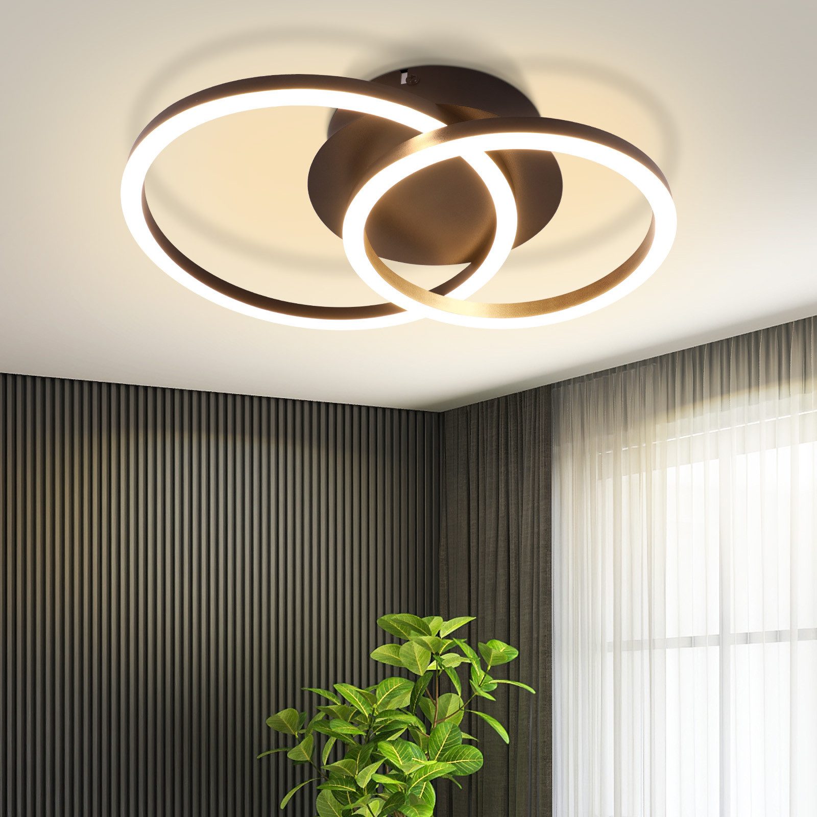 ZMH LED Deckenleuchte Wohnzimmer 2 Ringe günstig online kaufen