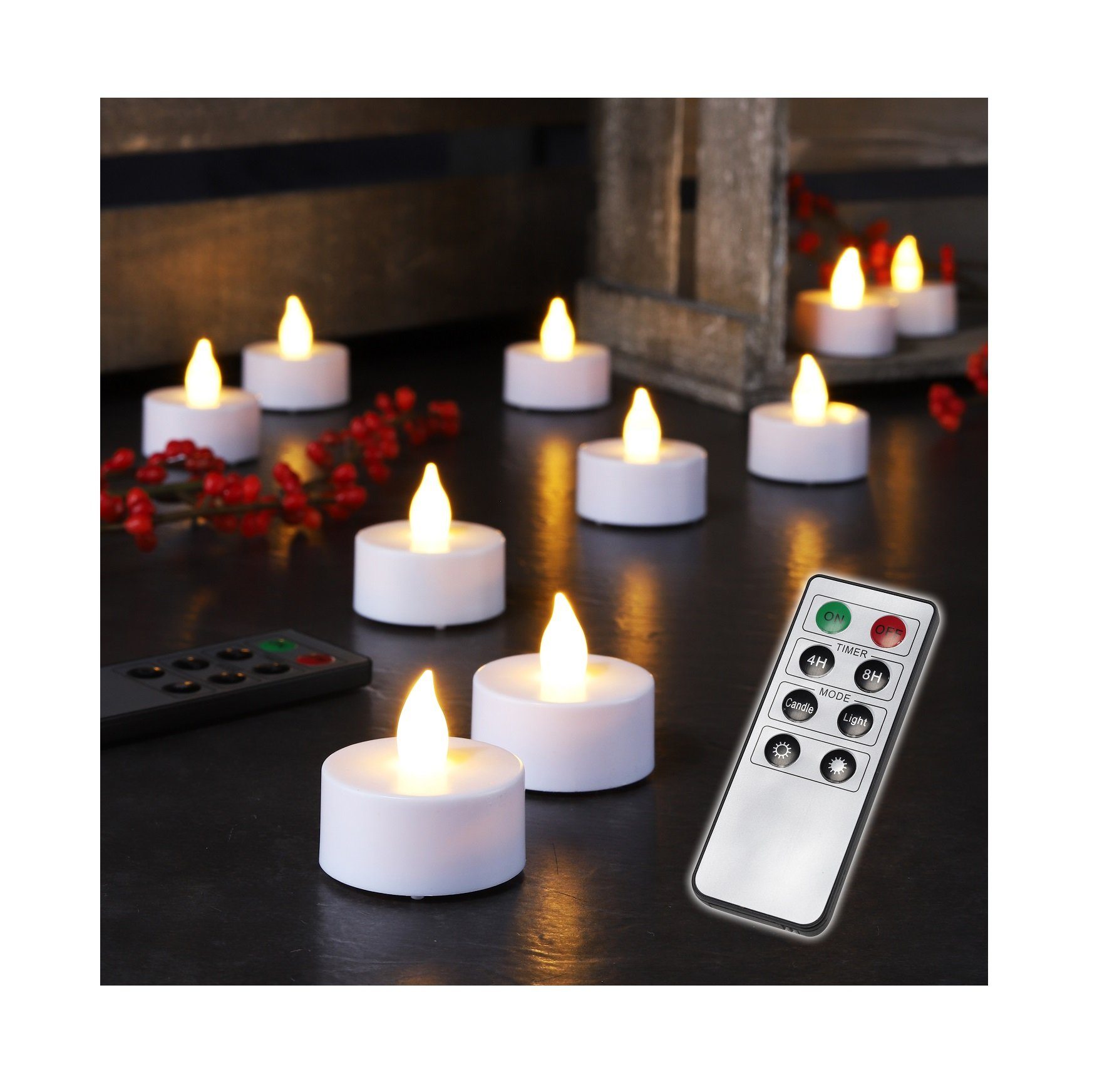 GartenHero Teelicht 10x LED Teelichter Fernbedienung Timer dimmbar Teelicht günstig online kaufen