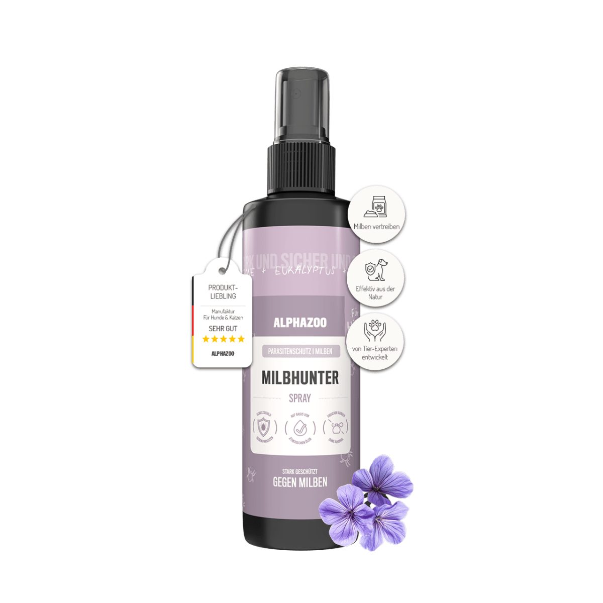 ALPHAZOO Milbenspray MilbHunter Milbenspray für Hühner 250 ml, 250 ml, 1-St., Milbenschutz, im Hühnerstall als einfache Sprühanwendung