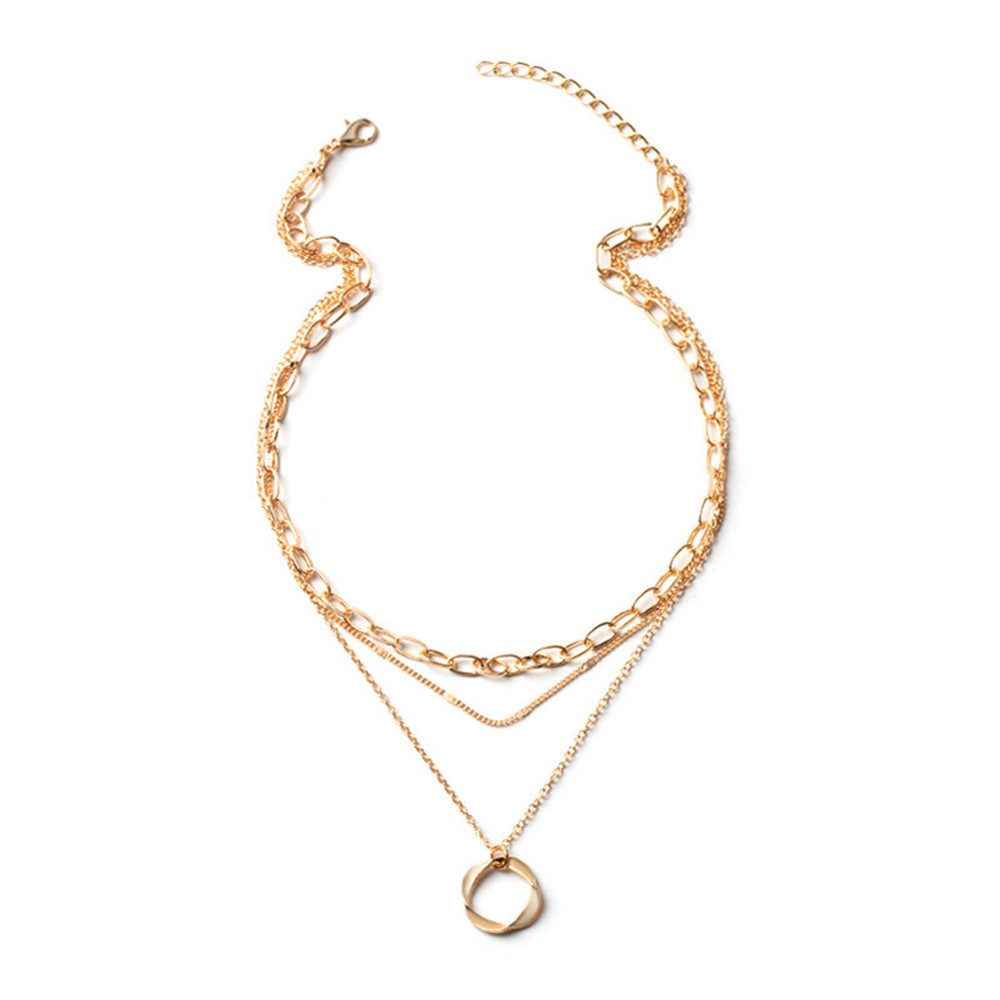 Zaewry Kette mit Anhänger 3-in-1 Layering Halskette Damen – Mehrreihige Kette, mit geometrischem Anhänger, eleganter Schmuck für Damen & Geschenkidee
