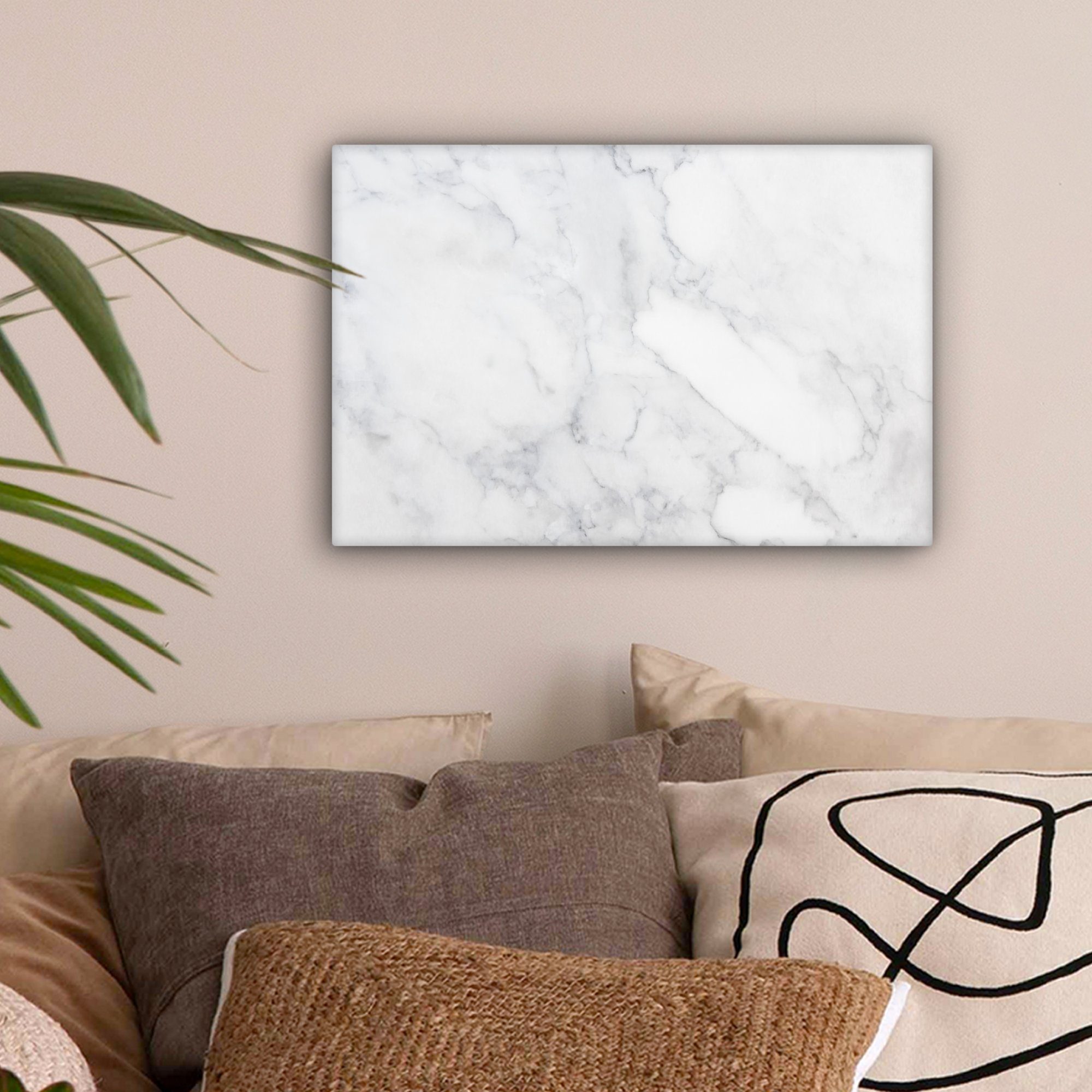OneMillionCanvasses® Leinwandbild Marmor - Weiß - Grau - Luxus - Marmoropti günstig online kaufen