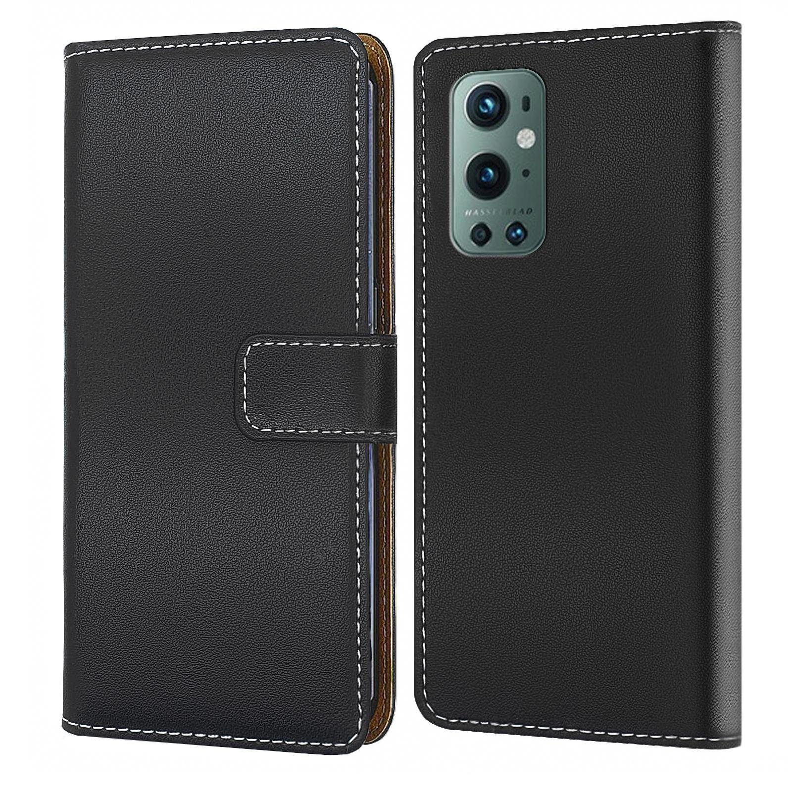 Numerva Handyhülle Bookstyle Etui Handytasche für OnePlus 9, Schutzhülle Klapphülle Flip Cover Schwarz
