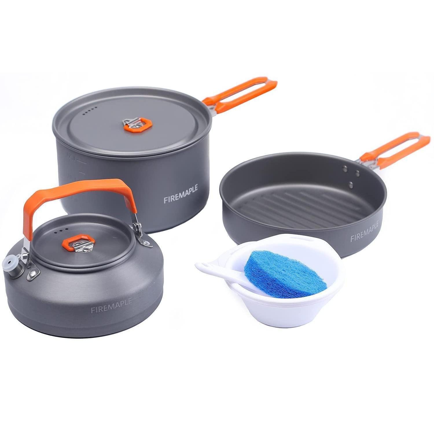 LuxusKollektion Gaskocher Camping Kochset Feast 2 Orange 9-teilig, (1-St)