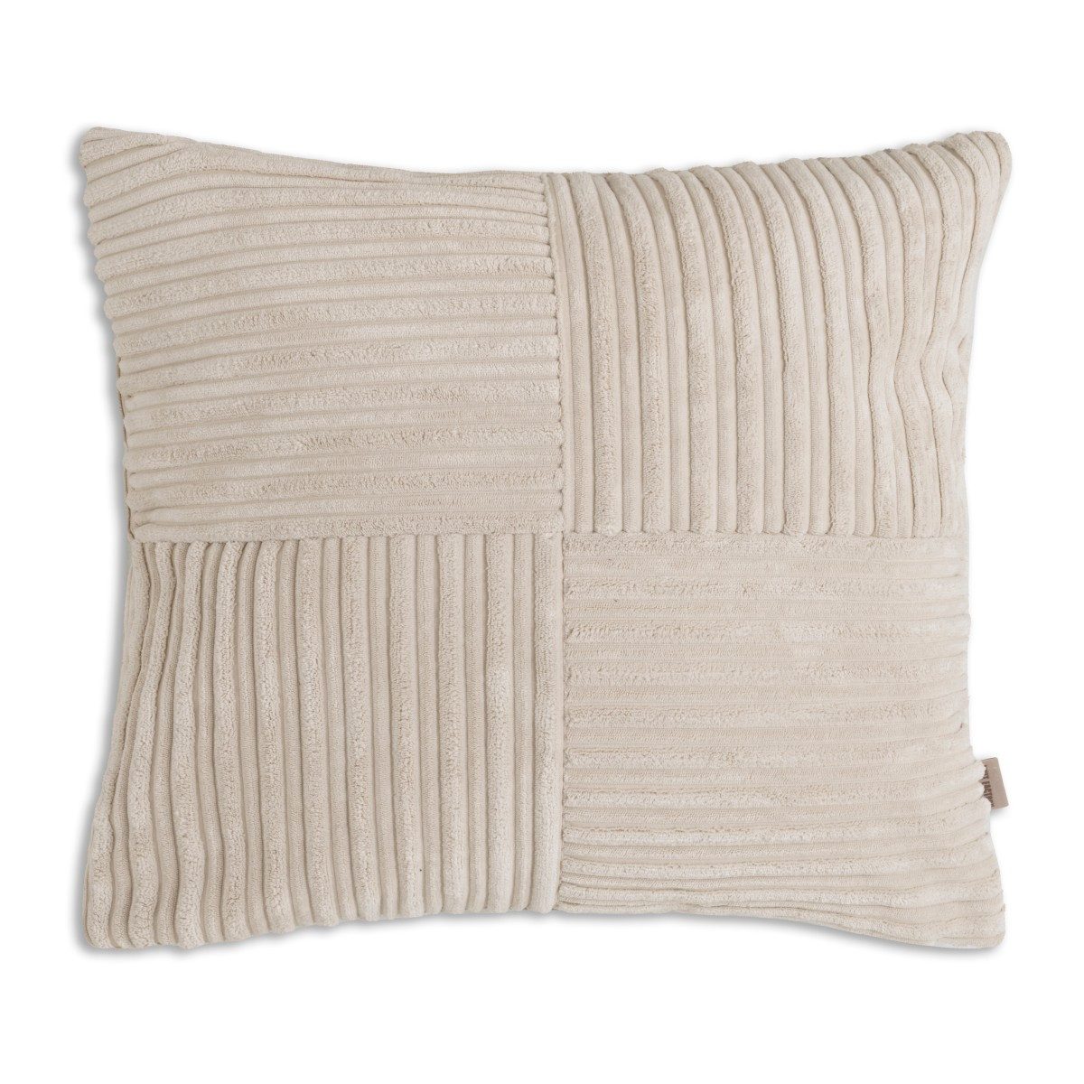 Knit Factory Dekokissen Ritz Kissen Beige 50x50 cm Gestreift, deko kissen wohnzimmer sofa wärme winter herbst Strick sale modern