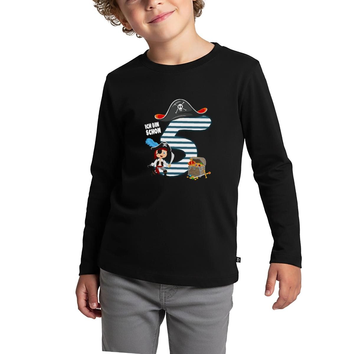 T-Shirt 5. Geburtstag Schon Ich Schon Bin Fünf Pirat Schatz Kinder Premium Lan
