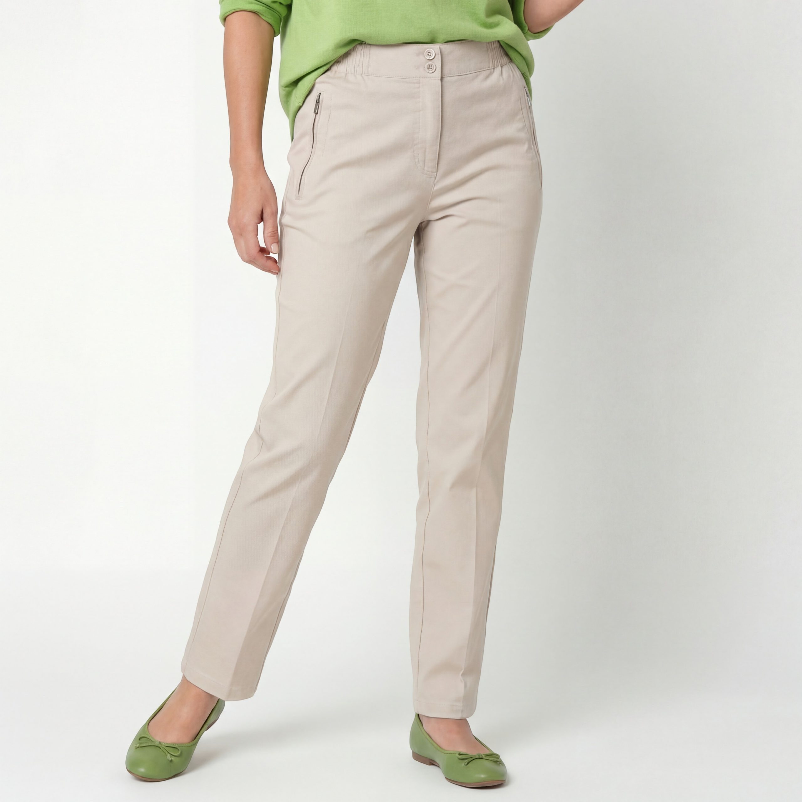 Aurela Damenmode Straight-Jeans Stretch Jeans Damen Schlupfhose Kurzgröße Jeanshose Denim mit Gummizug, Größe 36 bis 54