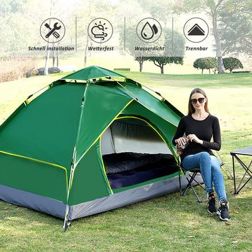 CALIYO Wurfzelt Camping Zelt Automatisches Sofortzelt 2-3 Personen Pop Up Zelt, (1 tlg), Doppelschicht Winddichte Ultraleichte Kuppelzelt UV Schutz