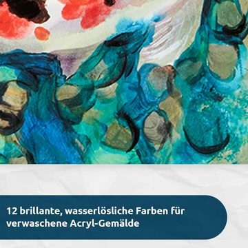 Derwent Aquarellstifte ACADEMY Acrylfarben, (Set, 12-tlg), Geschenkbox aus Holz