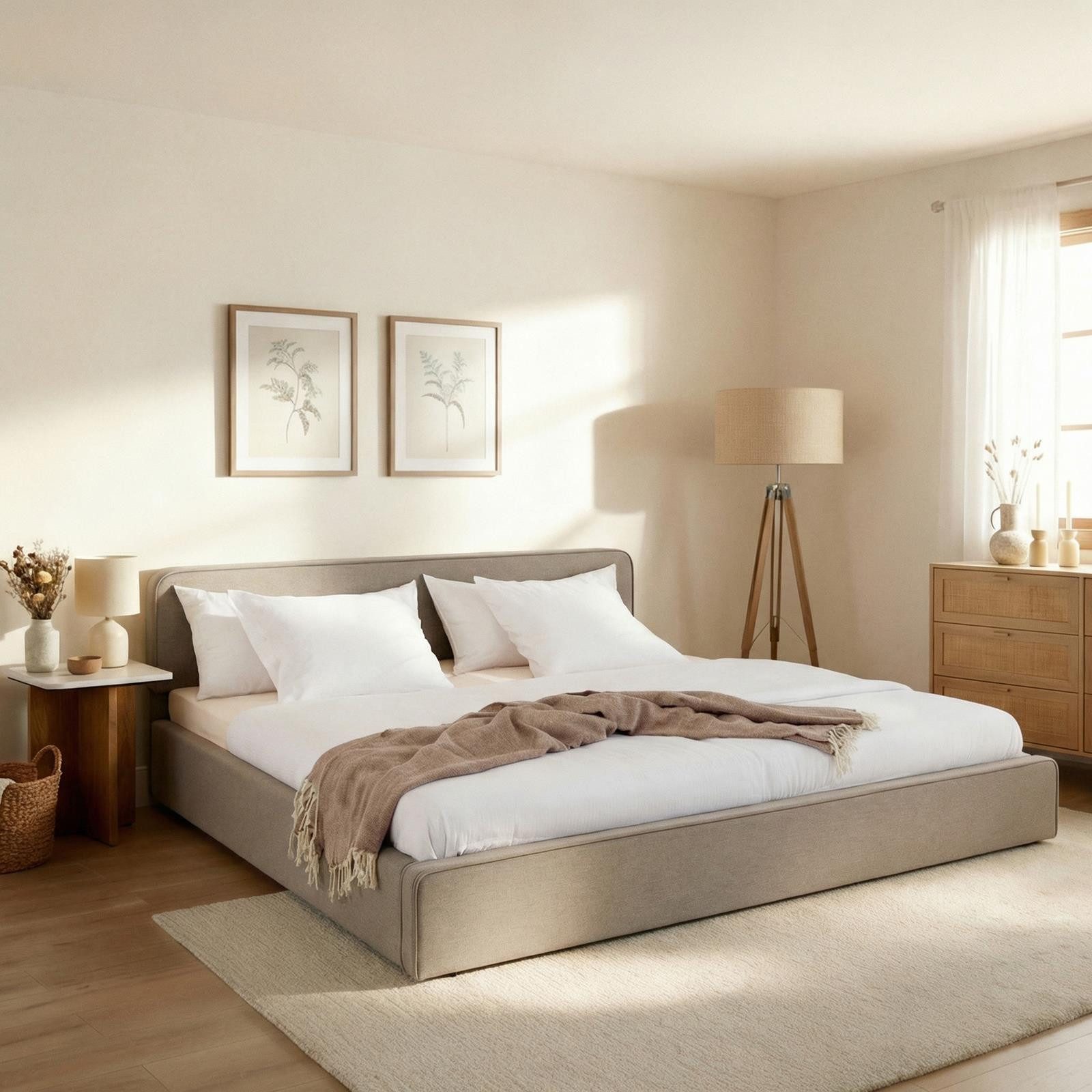 IDIMEX Polsterbett LATINI, Bett 180x200 cm mit höhenverstellbarem Kopfteil und Lattenrost Greige