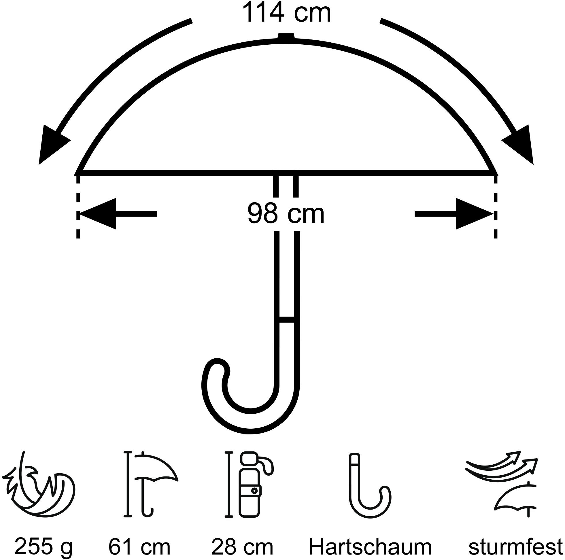 trek, und UV-Lichtschutzfaktor Taschenregenschirm mit integriertem 50+ EuroSCHIRM® light Kompass silber,