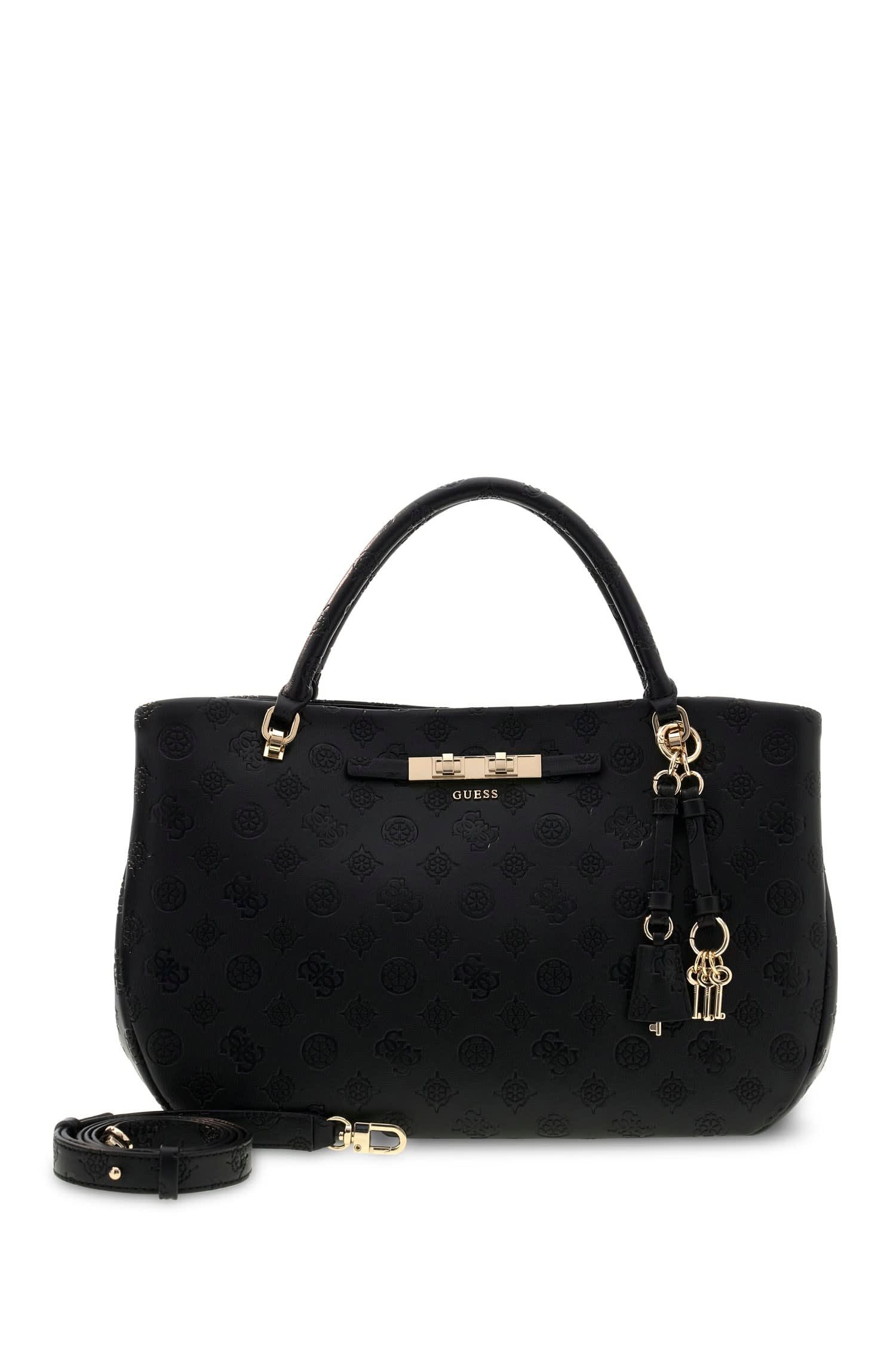 Guess Umhängetasche CARMELLA GIRLFRIEND SATCHEL (Set, Abnehmbarer Schlüsselanhänger), Damen Handtasche mit abnehmbarem Schlüsselanhäner