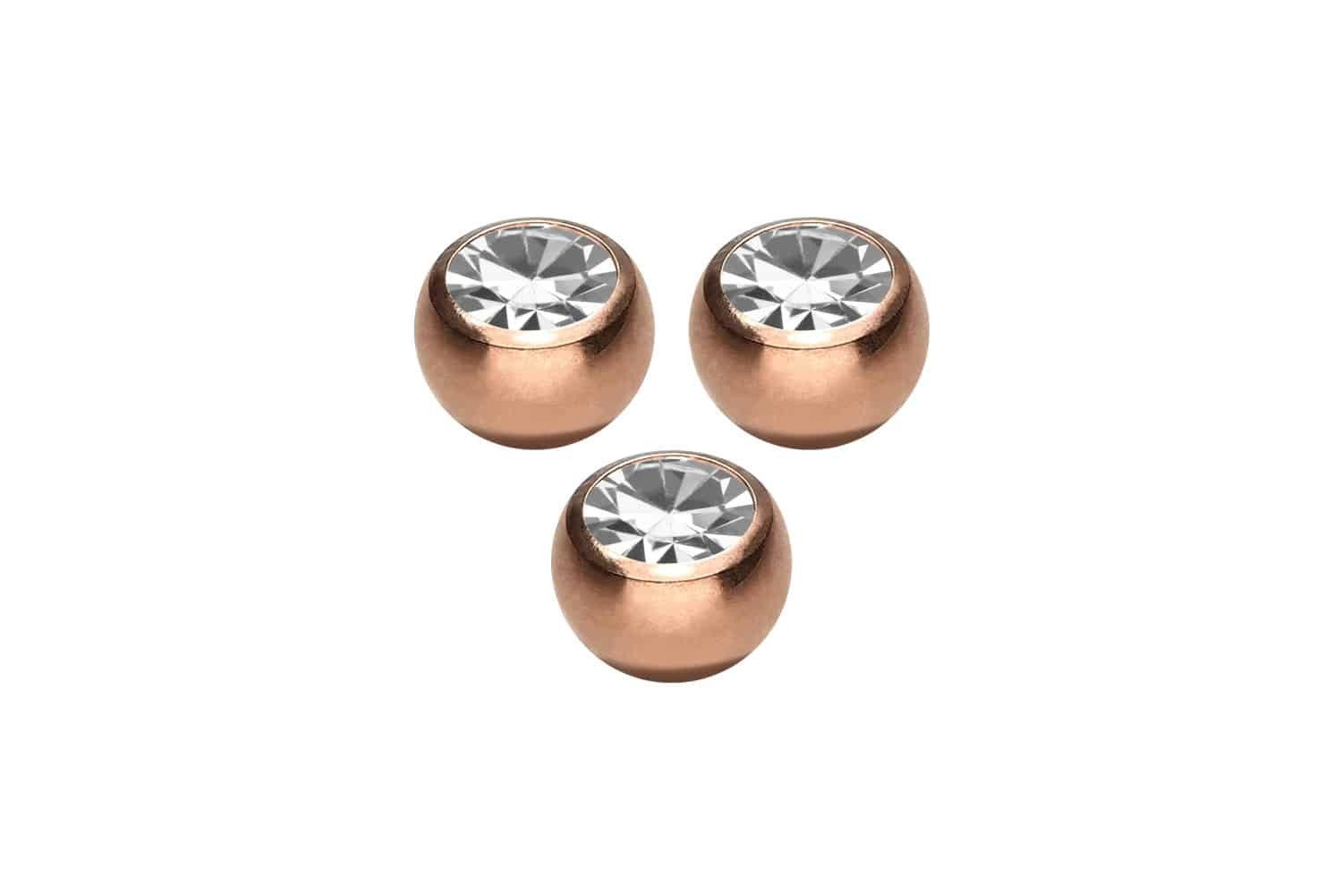PIERCINGLINE Piercing-Set SET Chirurgenstahl Schraubkugel KRISTALL (Schraub-Aufsätze, 3er SET2 = 1,2 mm Gewinde)