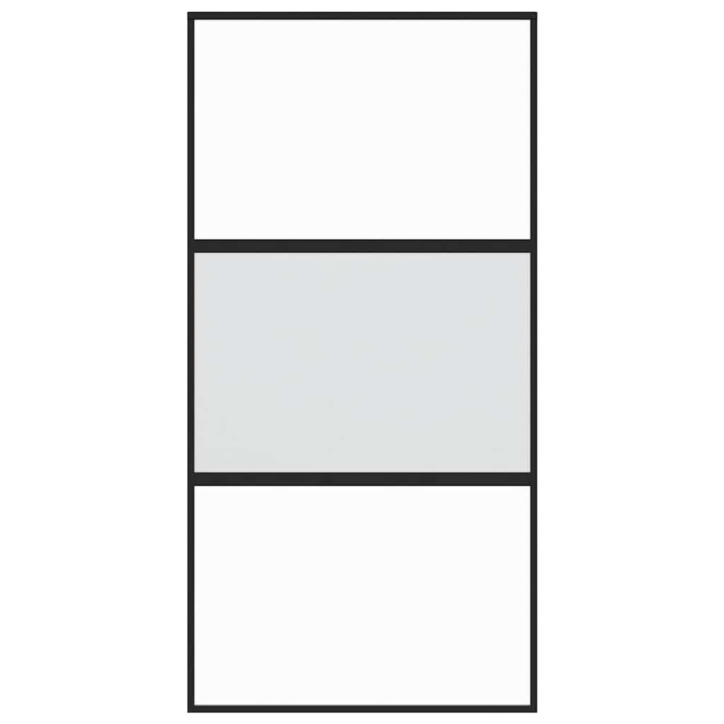 vidaXL Haustür Schiebetür Schwarz 102,5x205 cm Hartglas und Aluminium (1-St)