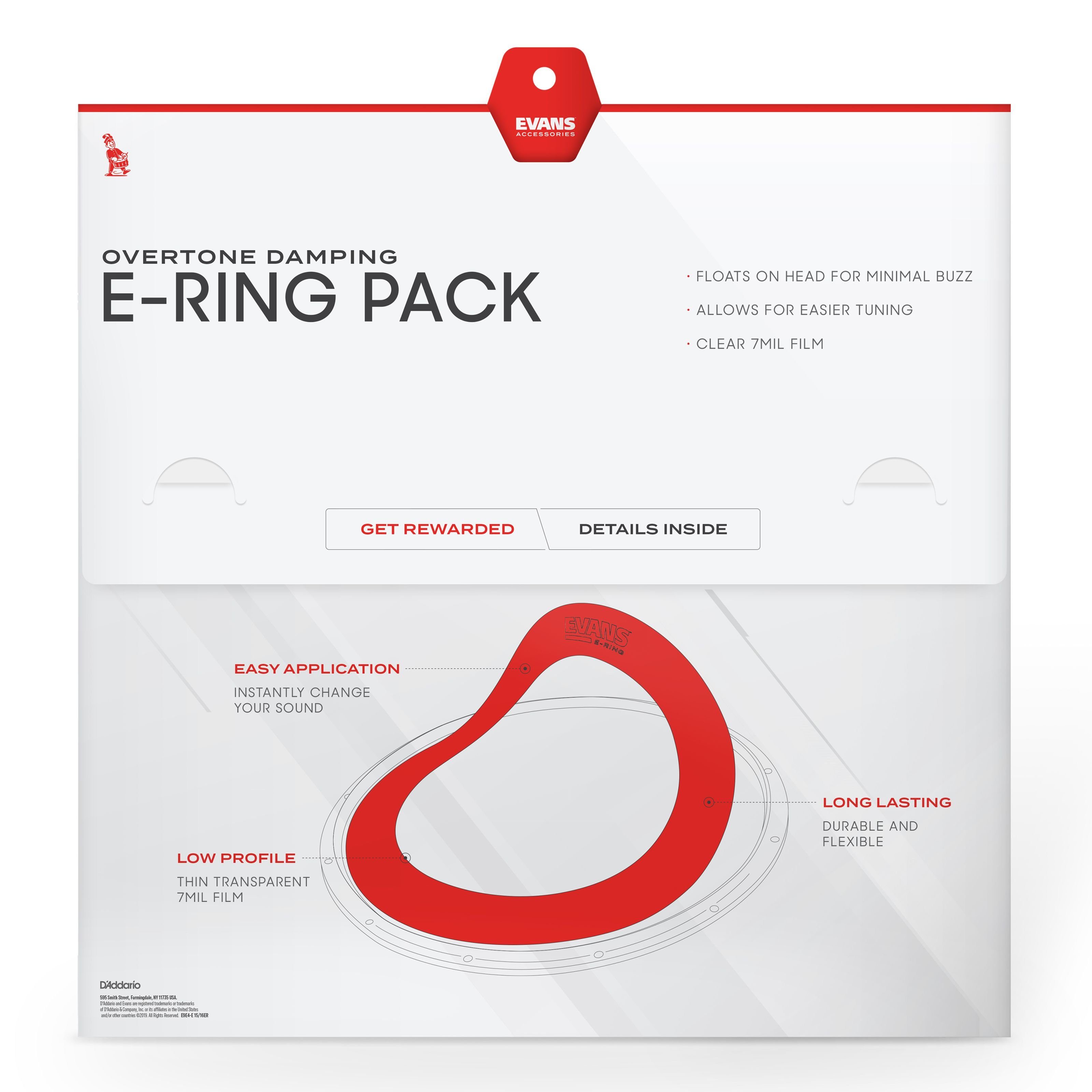 Evans Bass Drum,E-Ring Pack Standard 12"13"14"16", Zubehör für Drums, Fell-Zubehör, E-Ring Pack Standard 12",13",14",16" - Zubehör für Drumfelle