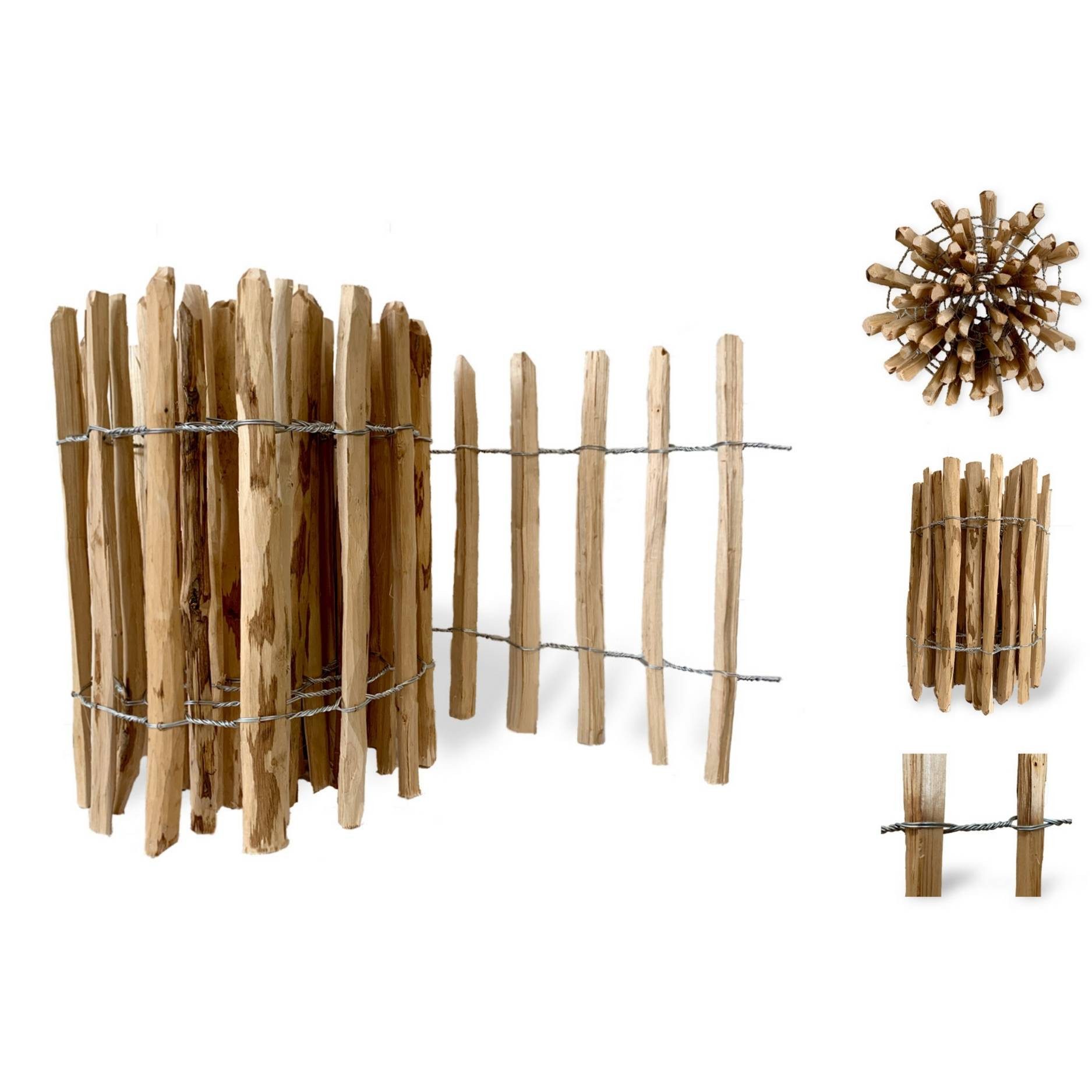 Floranica Staketenzaun Gartenzaun aus Haselnuss oder Kastanie, Steckzaun, R günstig online kaufen