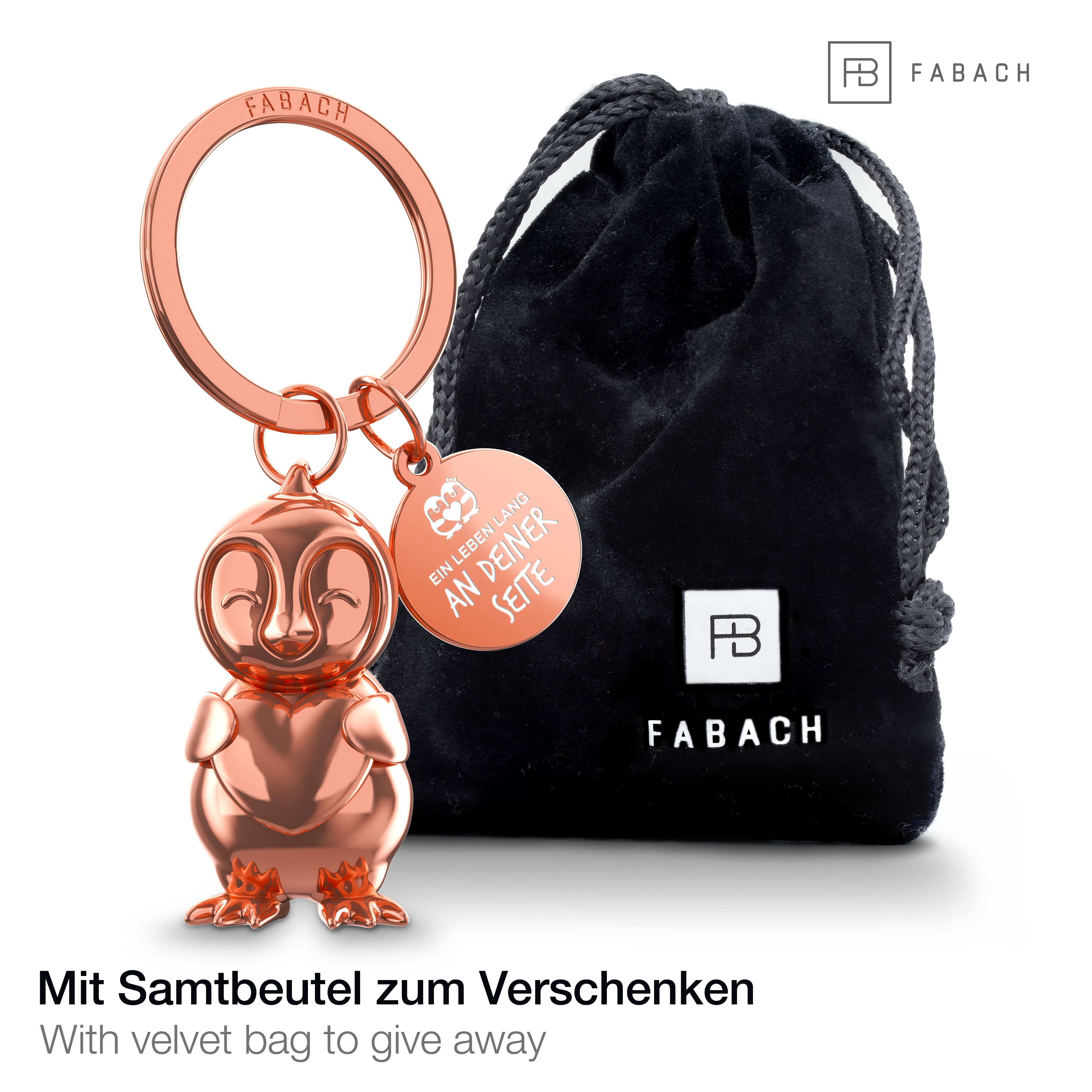 Roségold Schlüsselanhänger Pinguin Frosty Glücksbringer Geschenk Herz Frau - mit Freundin FABACH