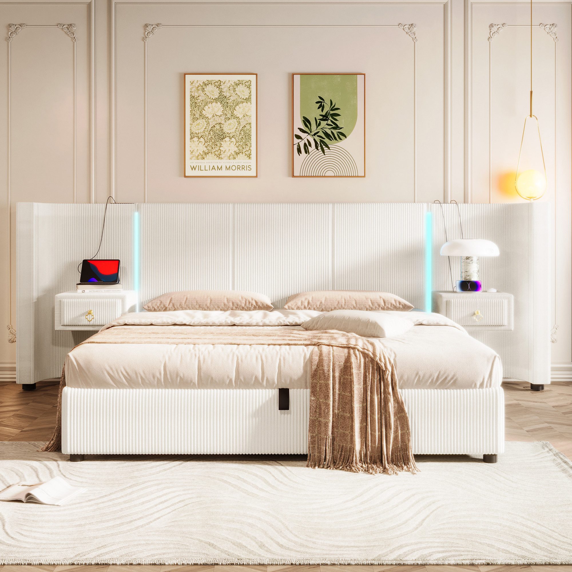 TavilaEcon Boxspringbett Polsterbett mit LED-Leiste und günstig online kaufen