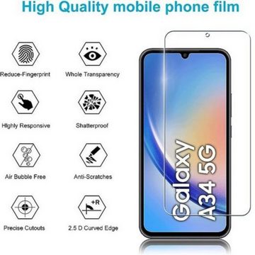 SmartUP Smartphone-Hülle Hülle + 2X Schutzglas für Samsung Galaxy A34 5G Panzerfolie Case 9H, Rundumschutz, Displayschutz