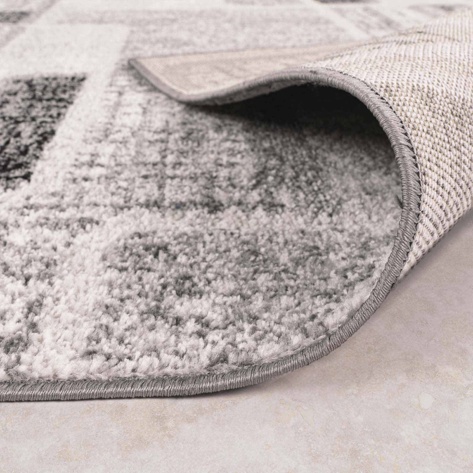 TaraCarpet Teppich Moderner Teppich Aragon 56 kariert Retro, rechteckig, Höhe: 13 mm, kariert Retro grau Wohnzimmer Schlafzimmer Esszimmer 080X150 cm