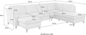 Home affaire Wohnlandschaft Trelleborg U-Form, wahlweise mit Bettfunktion und Bettkasten, inkl. Federkern-Polsterung