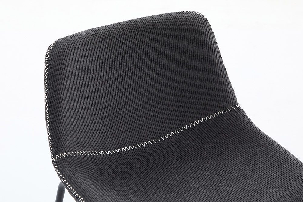 riess-ambiente Esszimmerstuhl DJANGO grau/schwarz- Cord, Metallgestell, Kontrastnähte, ohne Armlehne (Einzelartikel, 1 St), gepolsterter Stuhl - ideal für Essti – Bild 5 von 5