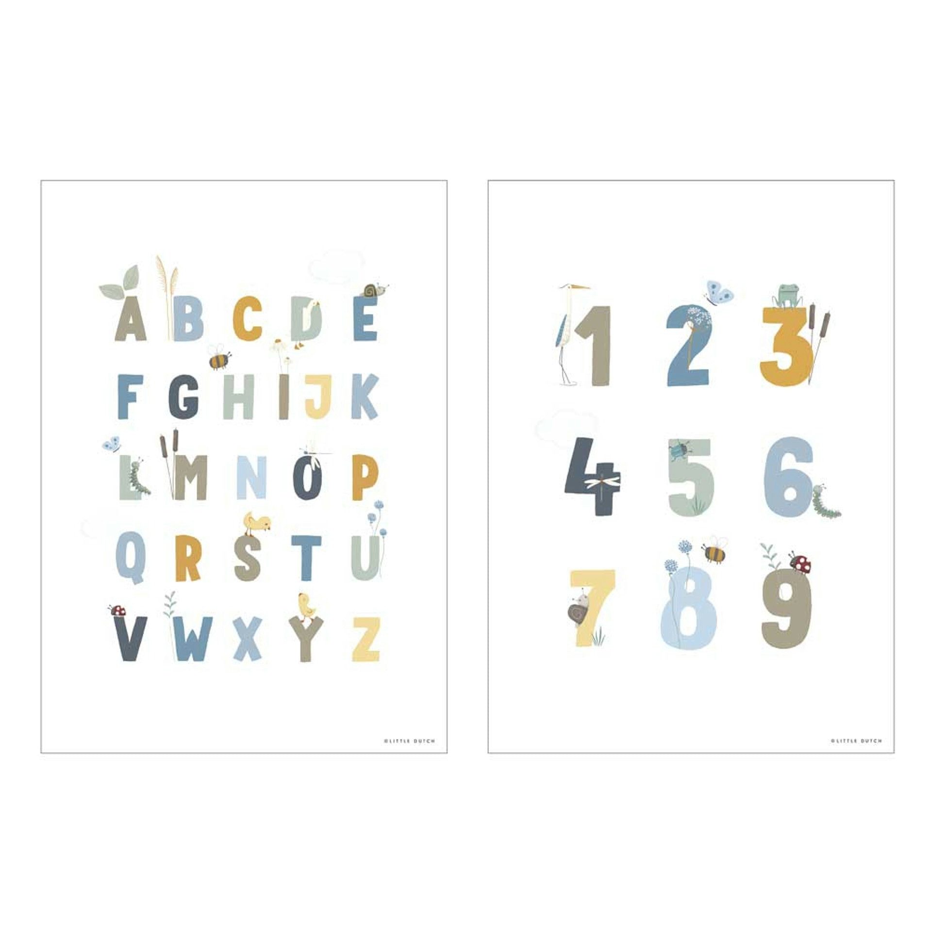 LITTLE DUTCH Ablaufventil Poster ABC & Zahlen blau "Little Goose" zweiseitig