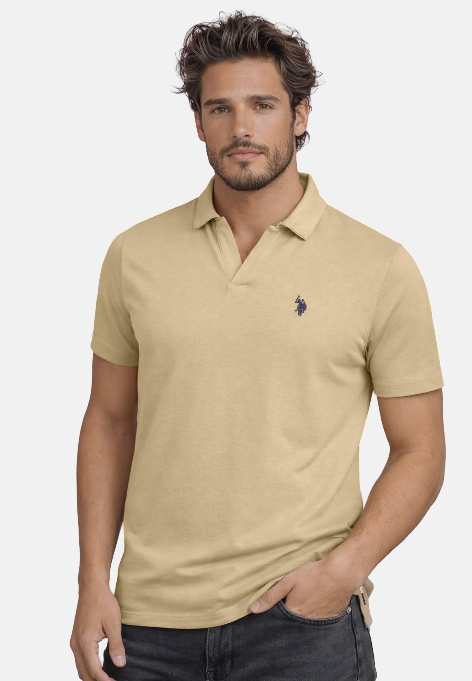 U.S. Polo Assn. Poloshirt USAAce - Herren Shirt aus Baumwolle mit offenem Kragen Modernes Polo Shirt mit offenem Kragen und Logostickerei