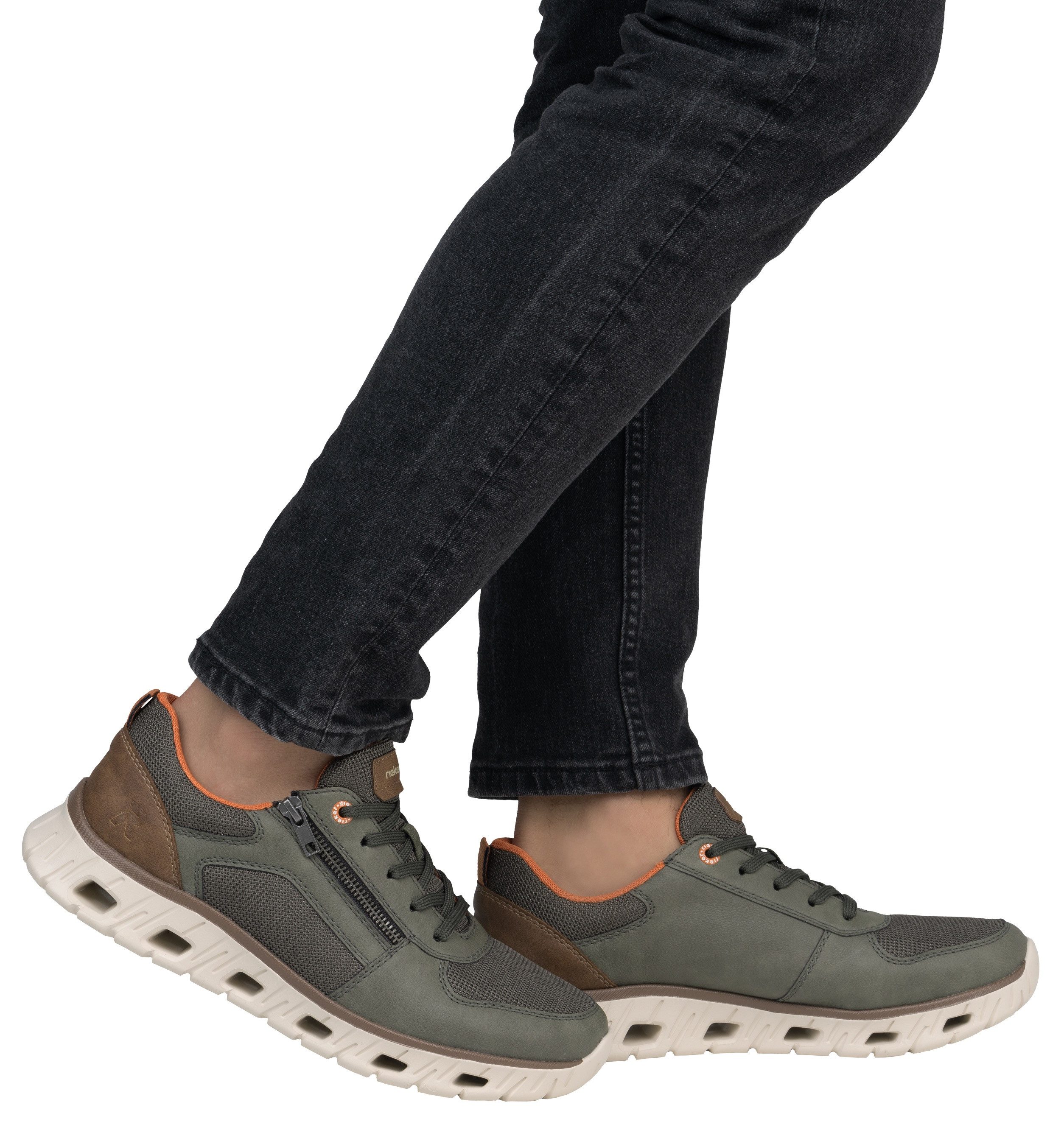 Rieker Sport Sneaker, Schnürschuh, Freizeitschuh, Halbschuh mit Reißverschluss