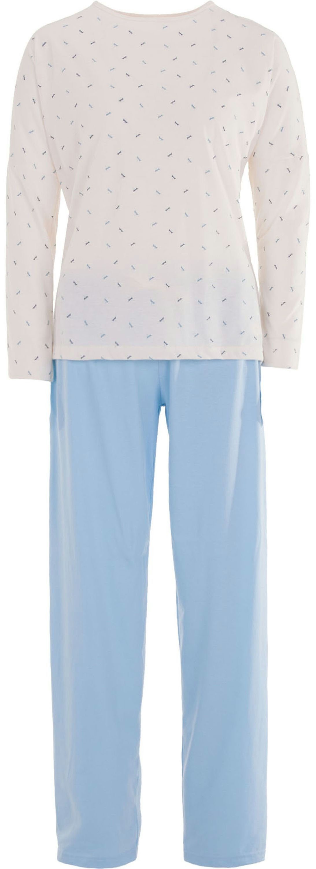 zeitlos Schlafanzug Pyjama Set Langarm - Libelle blau