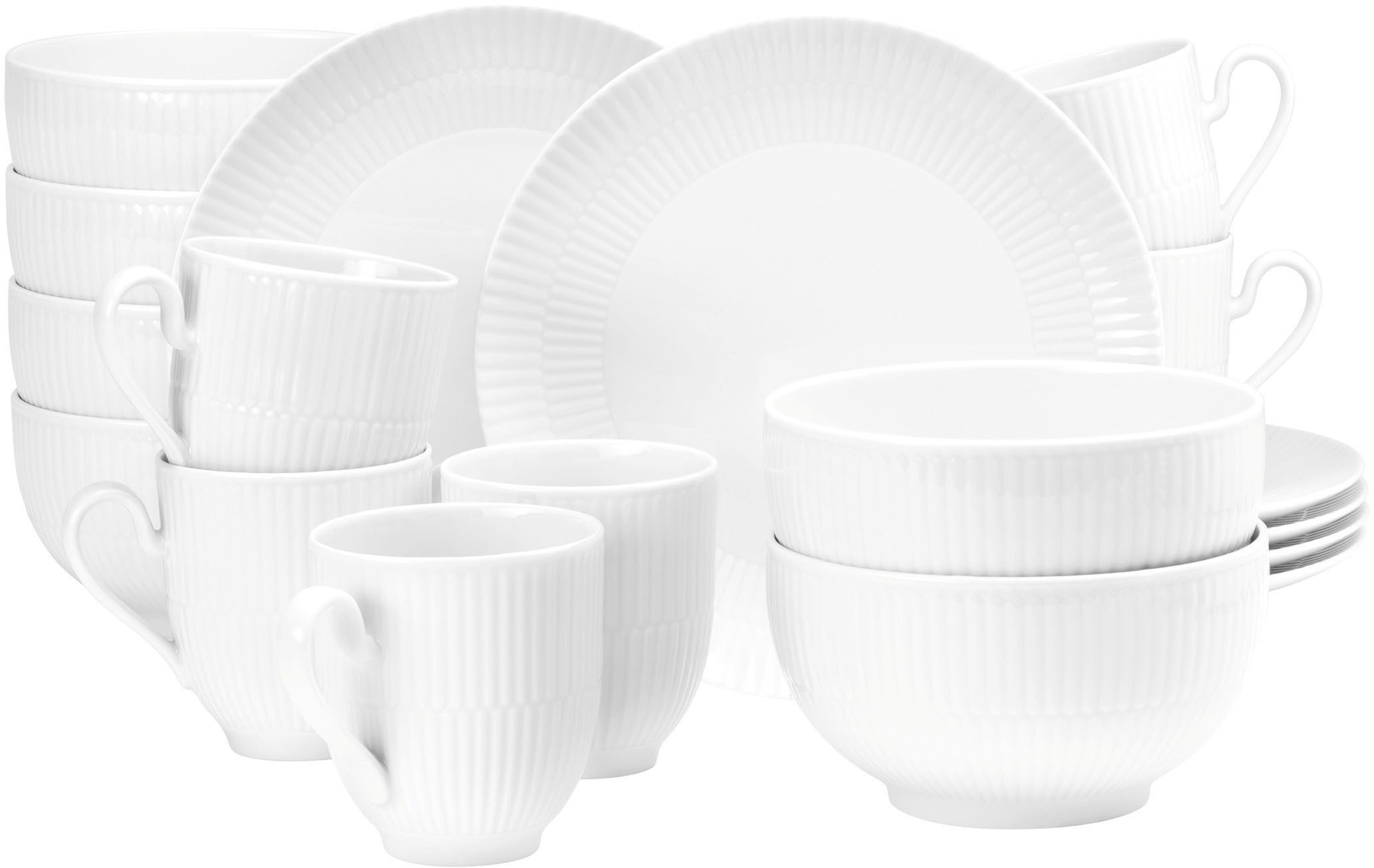 Seltmann Weiden Frühstücks-Geschirrset Geschirr-Set, 18 Teile, Amina (18-tlg), 6 Personen, Porzellan, Tassen, Untertassen, Teller, Made in Germany, 18 Teile, für 6 Personen