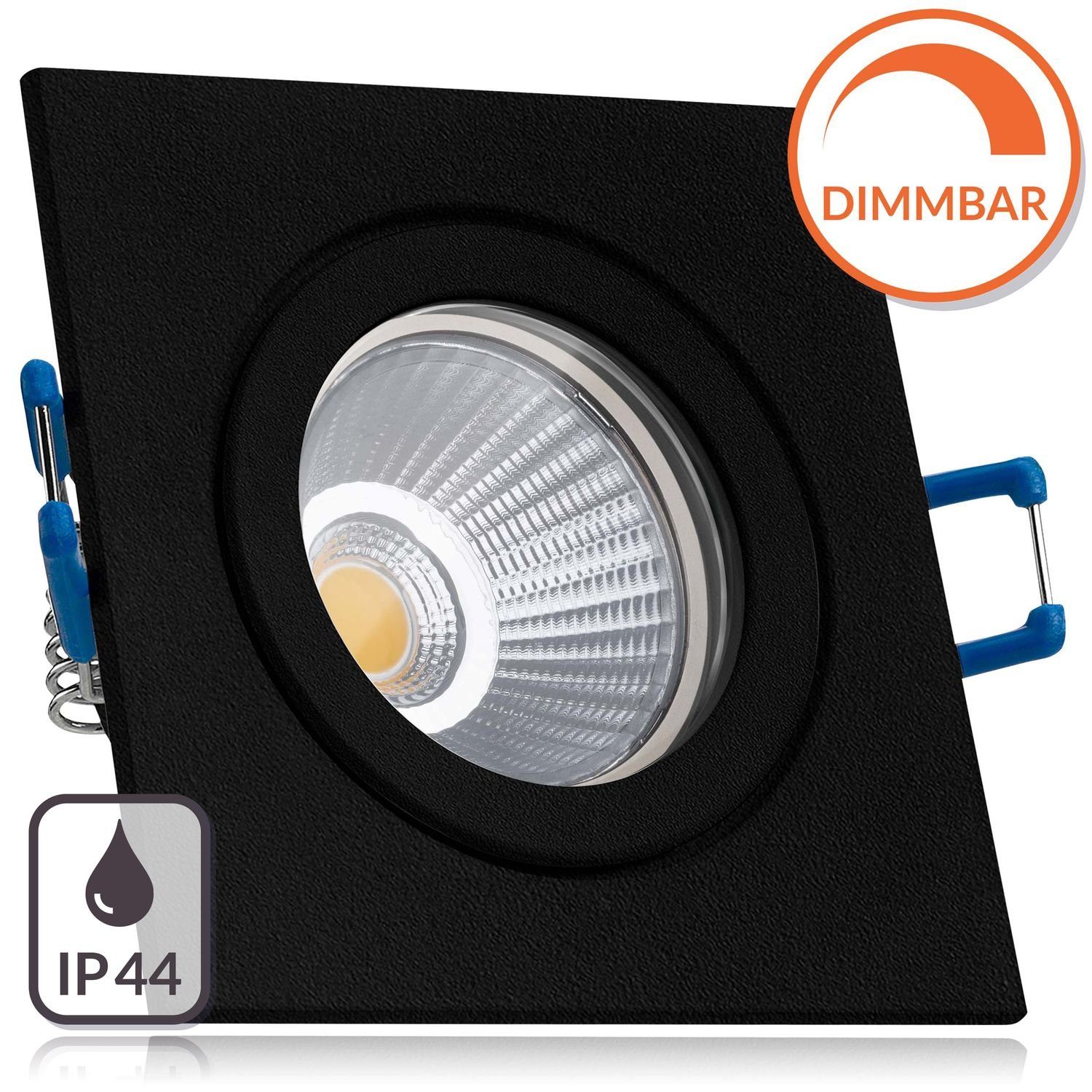 LEDANDO 6,5W Einbaustrahler flach Einbaustrahler schwarz mit extra Set LED IP44 in LED Leuchtmitt