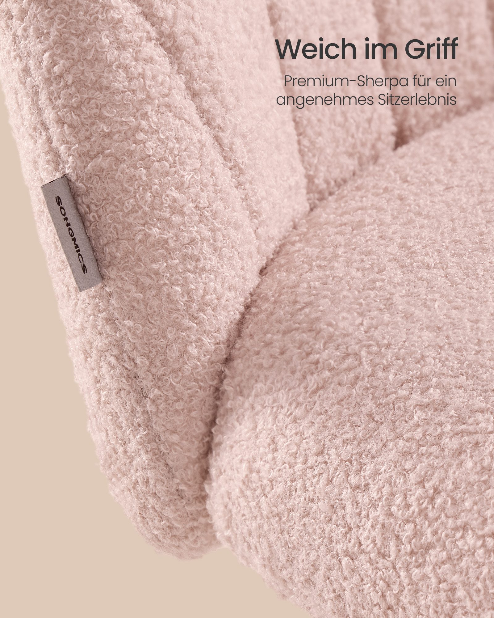 SONGMICS Bürostuhl Homeoffice-Stuhl, Schminkstuhl aus Fleece, Schreibtischstuhl, Schaumstoffpolsterung, höhenverstellbar, für Arbeitszimmer