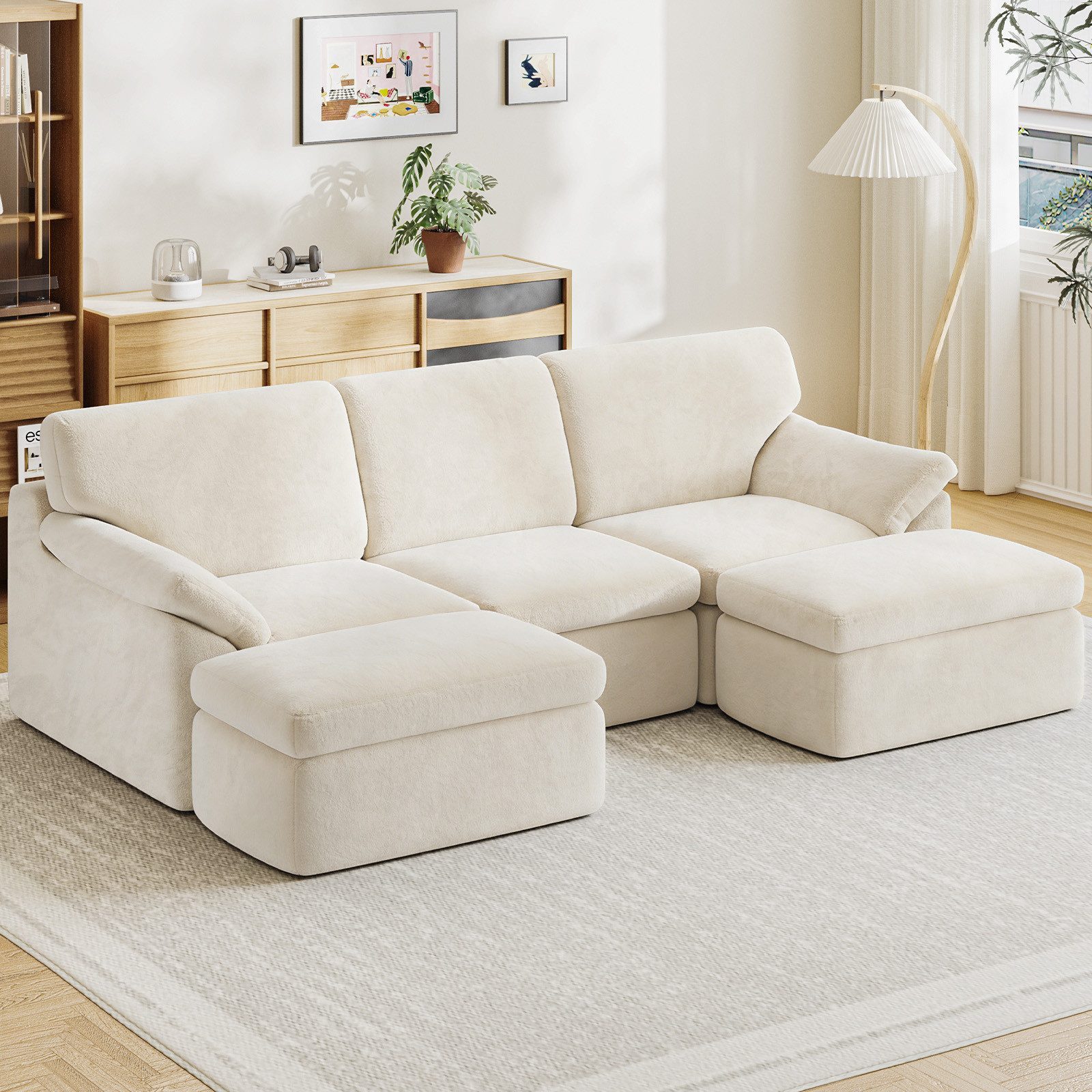 Gywowken Wohnlandschaft - Modulares Sofa 240 cm breit - Couch U-Form - Vakuumverpackt, Set, mit Liegefläche - Schlafsofa - keine Montage erforderlich