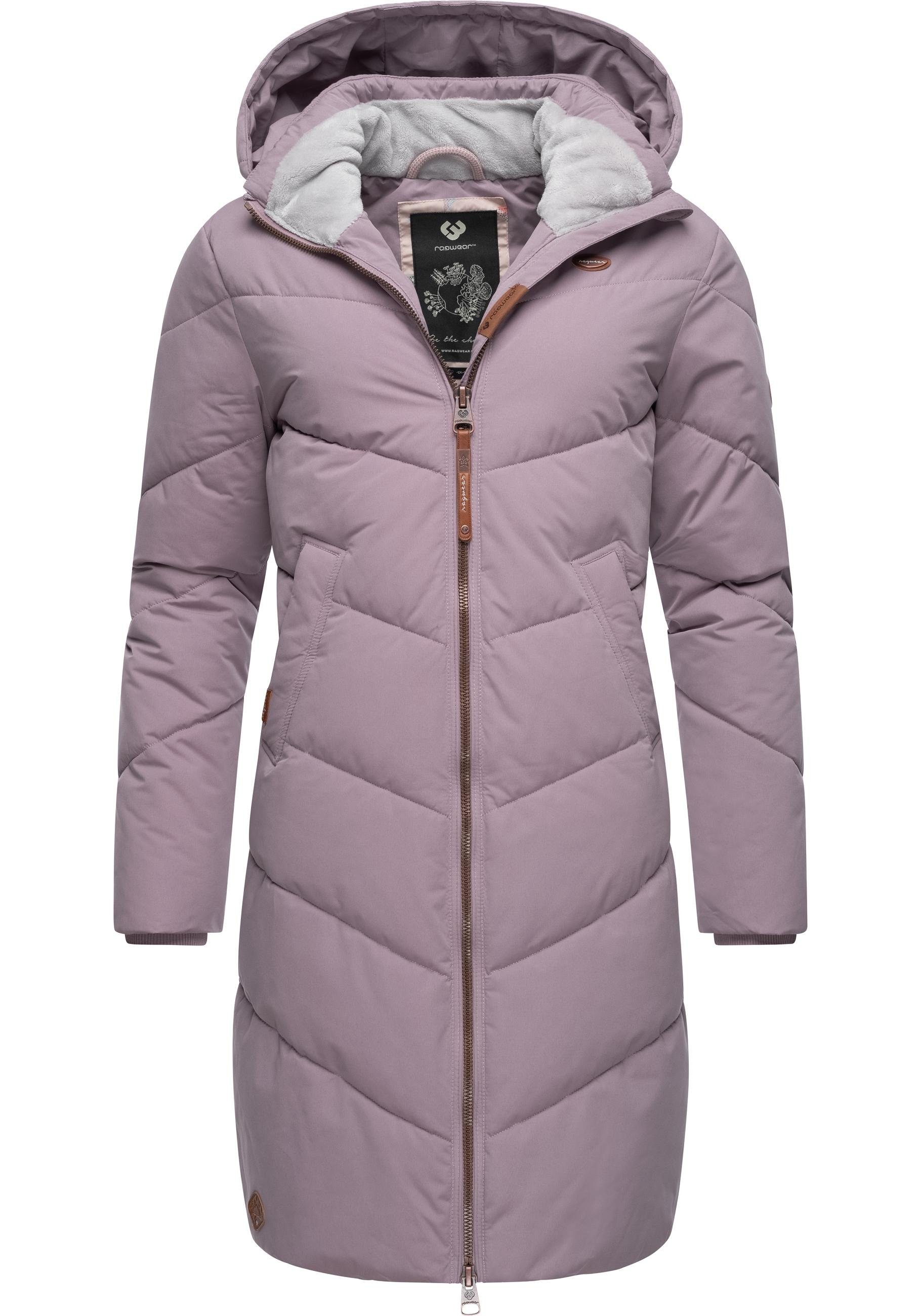 Ragwear Wintermantel Rebelka stylischer Winterparka mit abnehmbarer Kapuze lavendel