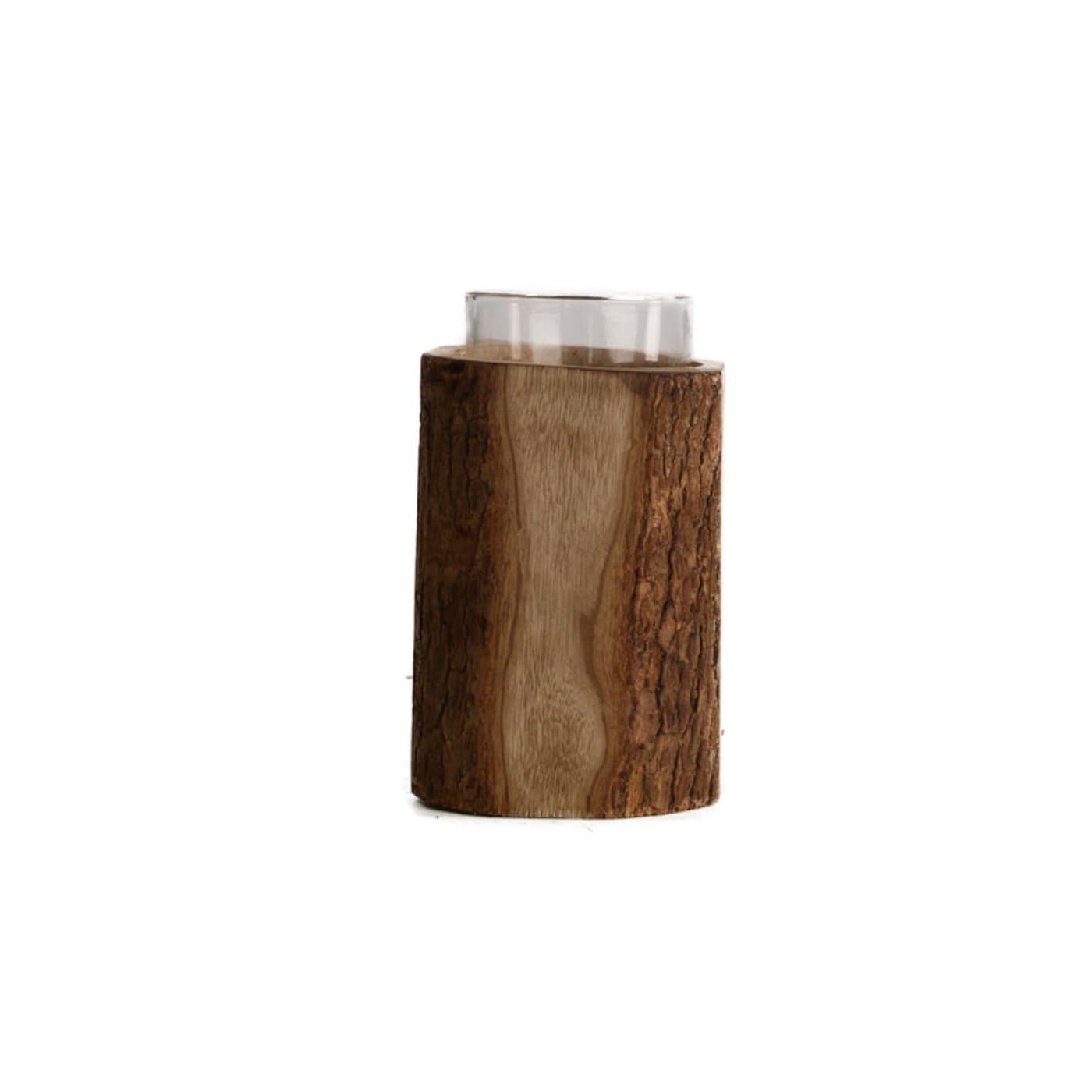 ReWu Kerzenständer »Kerzenhalter Baumstamm mit Glaseinsatz«, Holz und Glas  online kaufen | OTTO