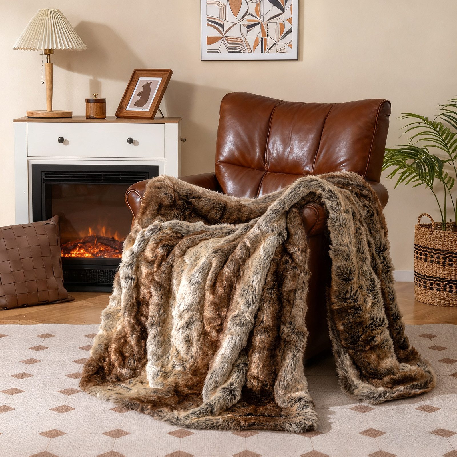 Wohndecke, COSTWAY, Kuscheldecke, Sofadecke, luxuriöse Felldecke, 153 x 203 günstig online kaufen