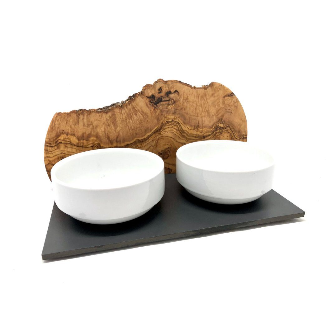 Olivenholz-erleben Futterstation 2-in-1 Wasser & Futter Cats DUO MOUNTAIN O günstig online kaufen