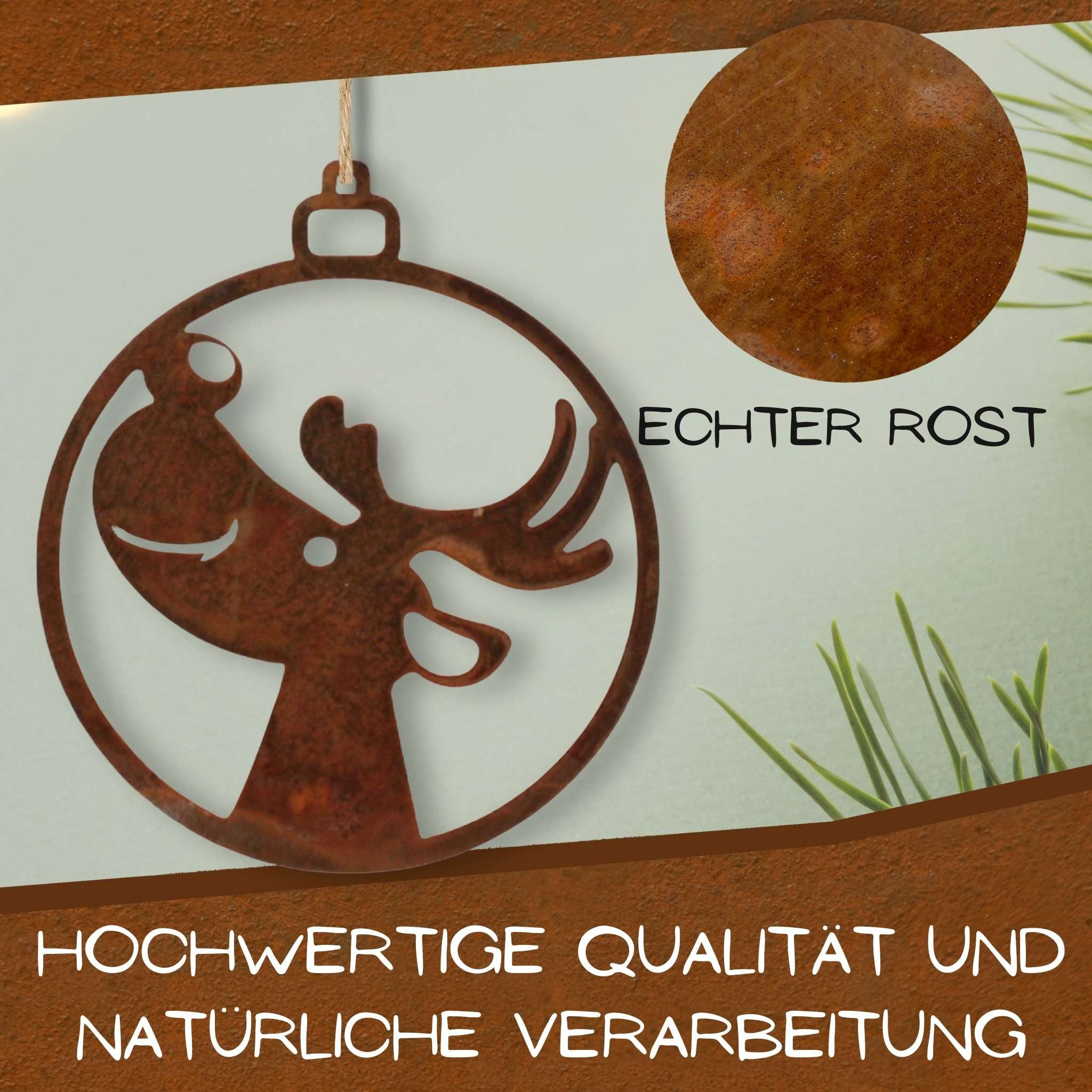 Rostikal Hängedekoration Christbaumschmuck 7 cm Rost Deko, handmade