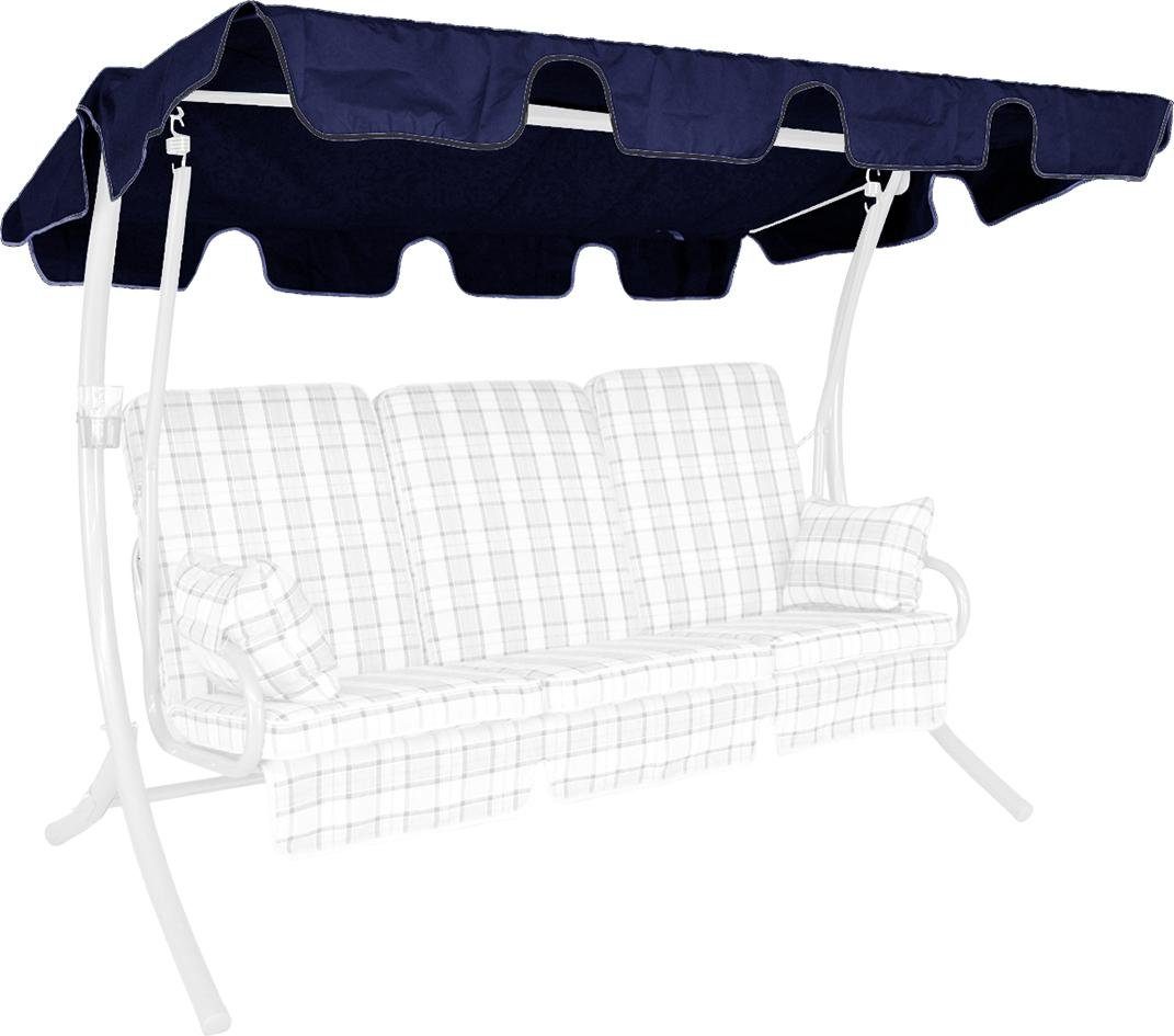 ANGERER Freizeitmöbel GmbH Hollywoodschaukelersatzdach Ersatz Sonnendach blau variable Größe, (1 Stück, 1x Ersatzdach), für Dachgestänge von ca. 110-145 cm Tiefe und Breite von bis zu 210 cm
