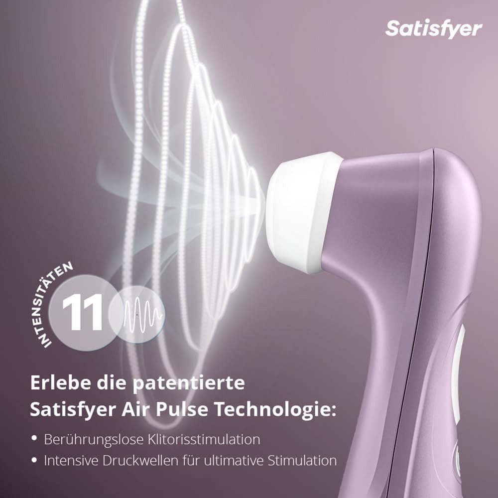 Satisfyer Massagegerät Pro 2 – Druckwellen-Stimulator mit Air-Pulse-Technologie, Wellnessgerät, 11 Intensitäten & Wasserdicht IPX7