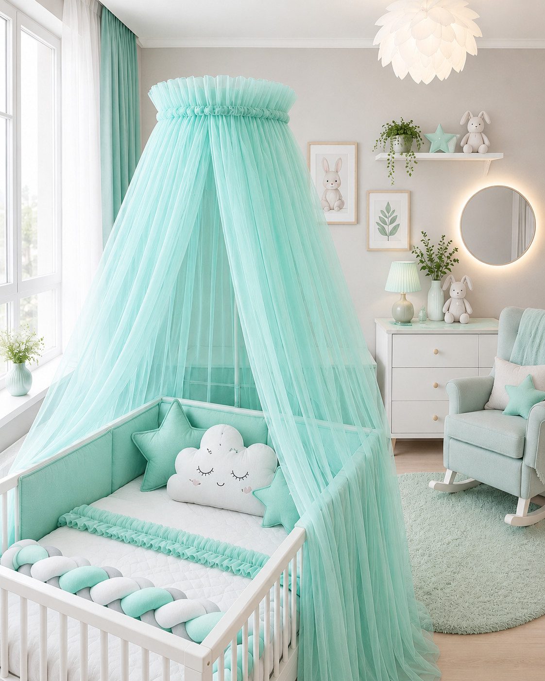 Baby Fancyroom Betthimmel Betthimmel aus 12 Meter Tüll aus 1. Klasse für Kinderbett Gitterbett, Himmel für Babybett Kinderbett