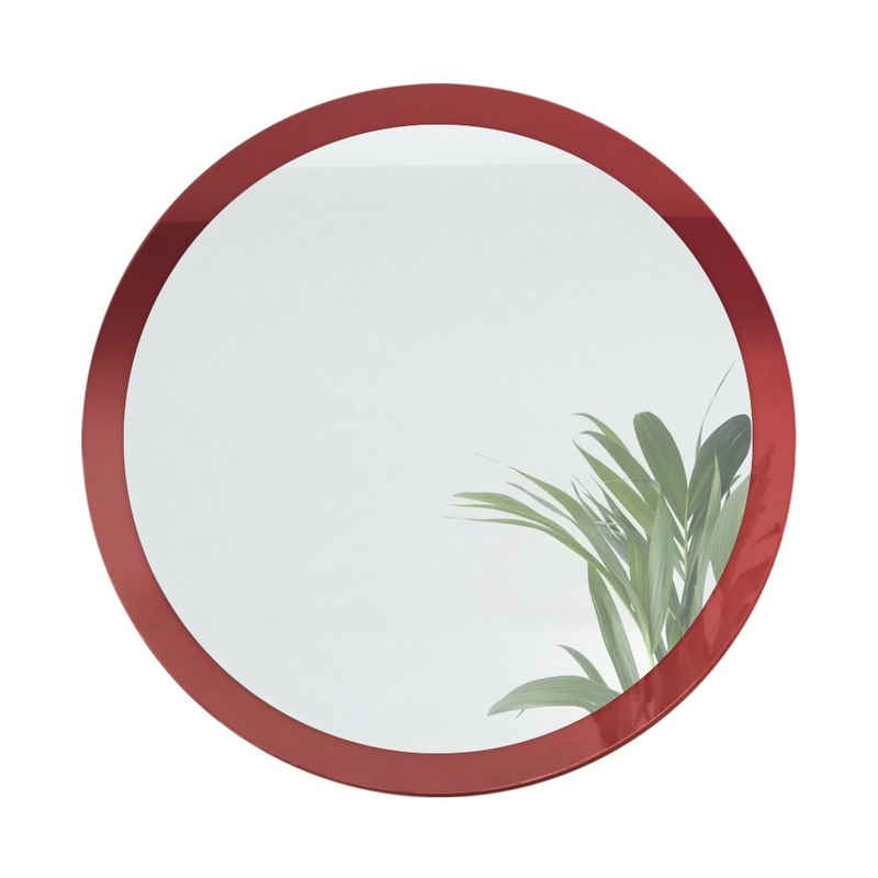 Vladon Wandspiegel »Globe« (dekorativer runder Spiegel, für Flur und Wohnzimmer mit MDF-Rahmen), in Bordeaux Hochglanz (80 cm Durchmesser)