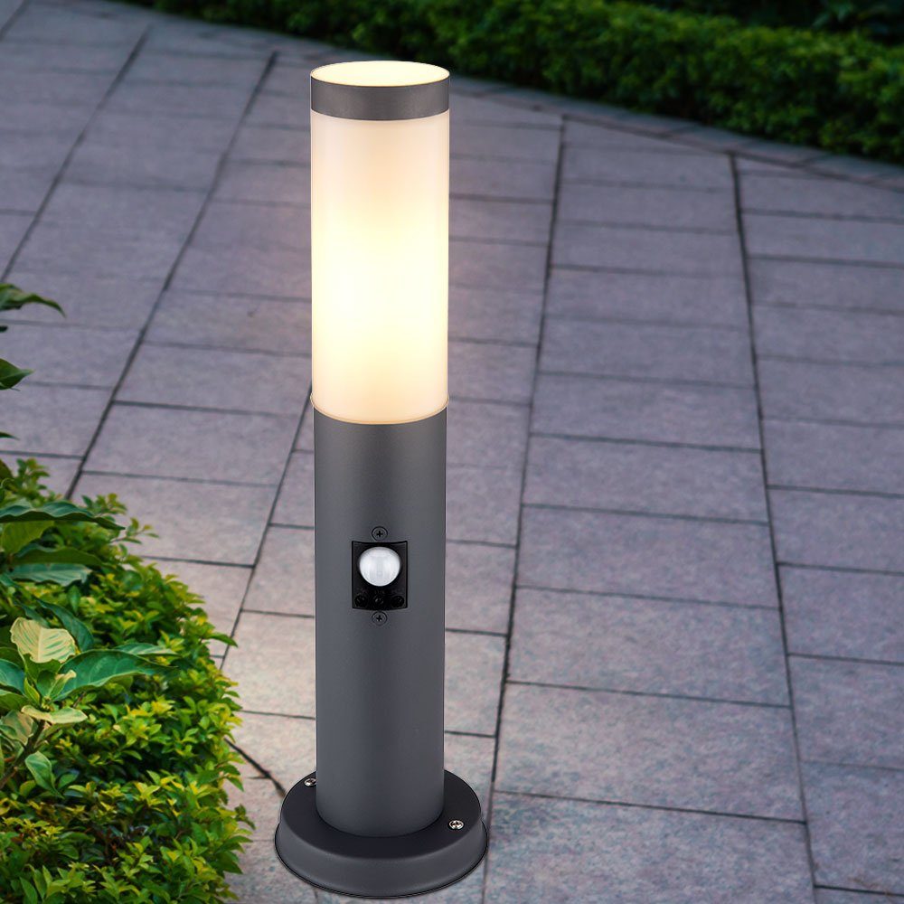 Edelstahl Außen im SENSOR Wandstrahler, Set Warmweiß, Neutralweiß, Steh Leuchtmittel Tageslichtweiß, LED Hof Lampe Kaltweiß, inklusive, Sockel Google Farbwechsel, etc-shop App Leuchte