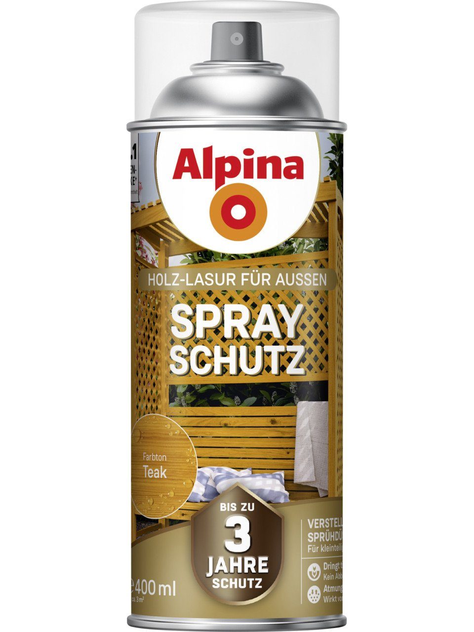 Alpina Lasur Alpina Spray-Schutz 0,4 L teak