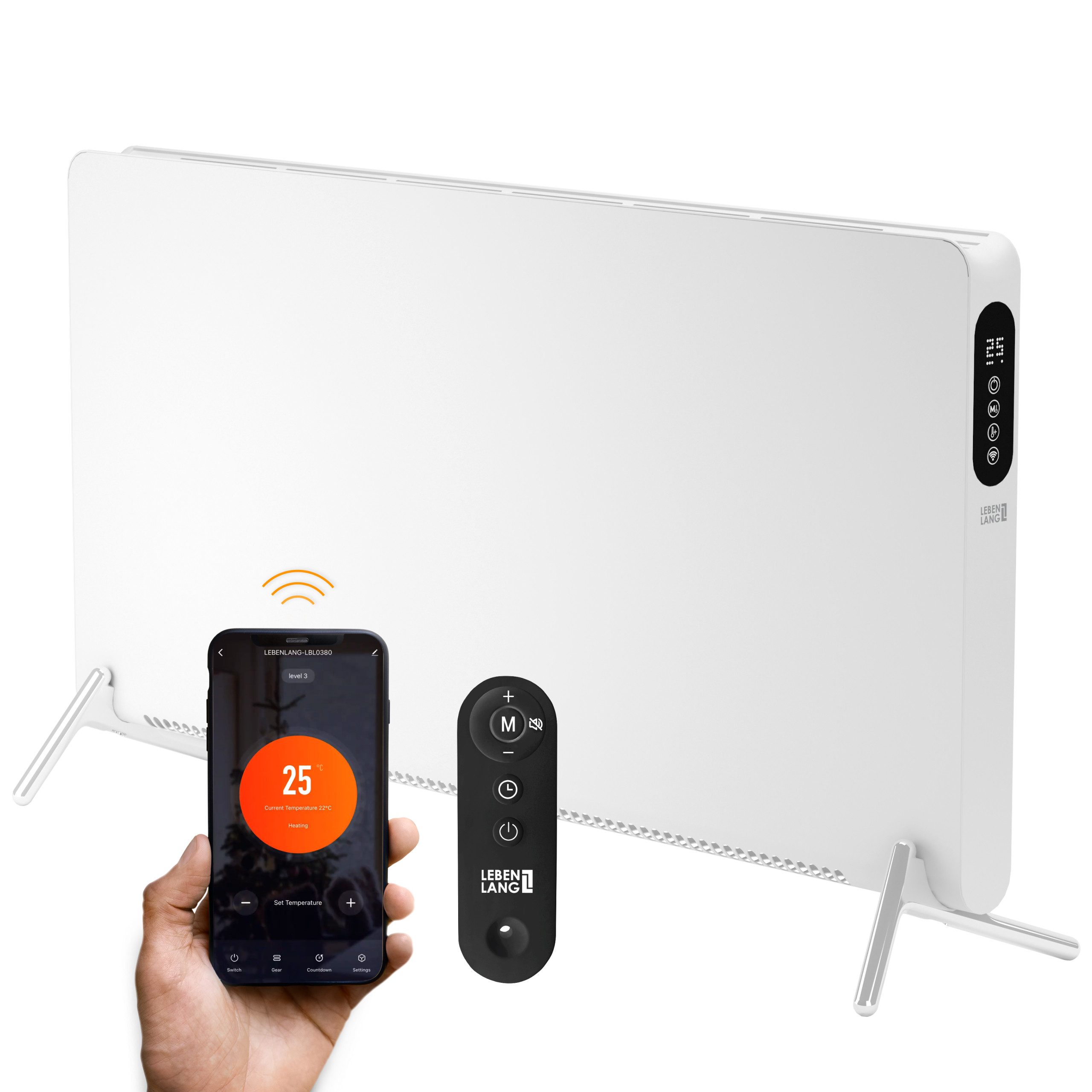 Lebenlang Konvektor Elektroheizung - Inkl. Wifi/App & Fernbedienung - Stand günstig online kaufen