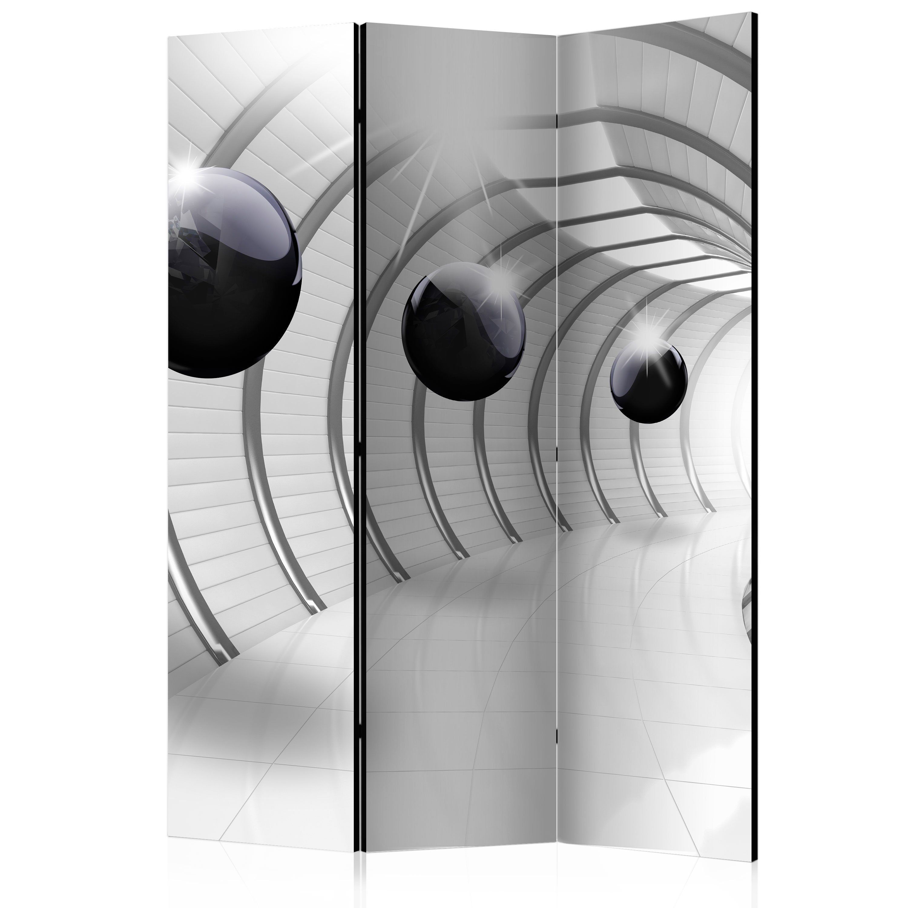 Basera® Paravent 3-teiliger Raumteiler, Motiv a-C-0001-z-b Grau, Weiß, Schwarz