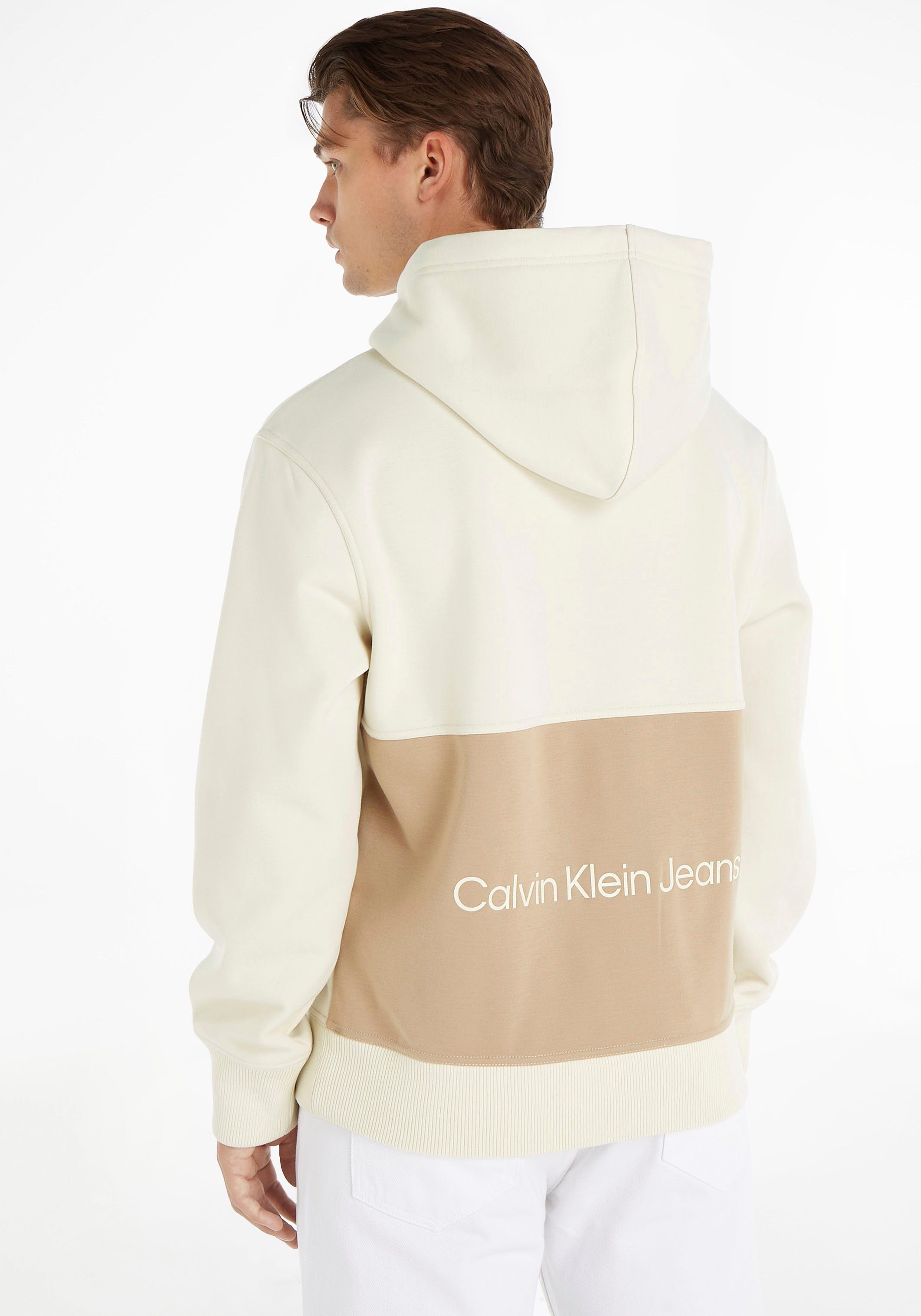 Calvin Klein Jeans Kapuzensweatshirt BLOCKING HOODIE Eggshell